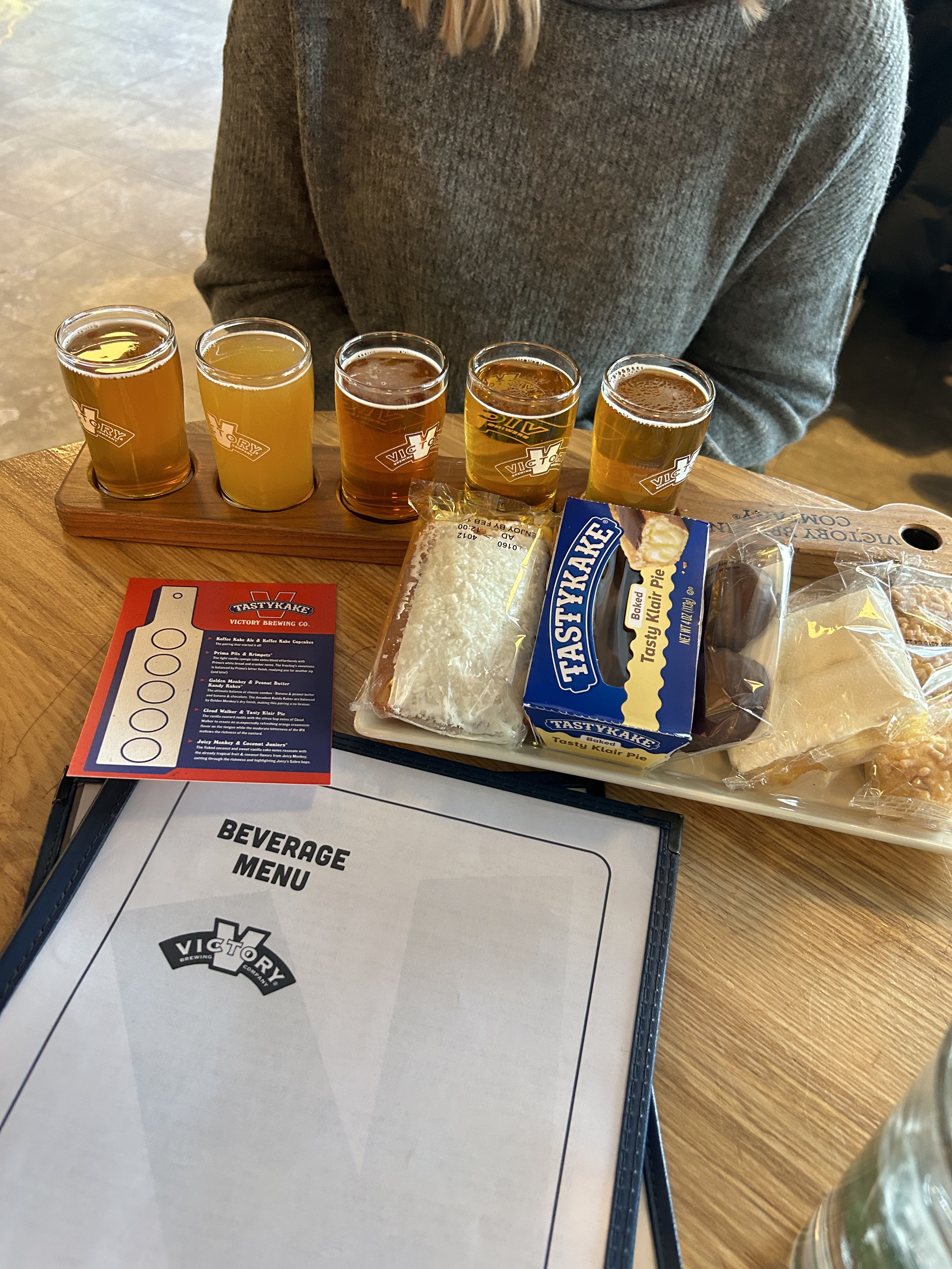 Beer flight and snacks