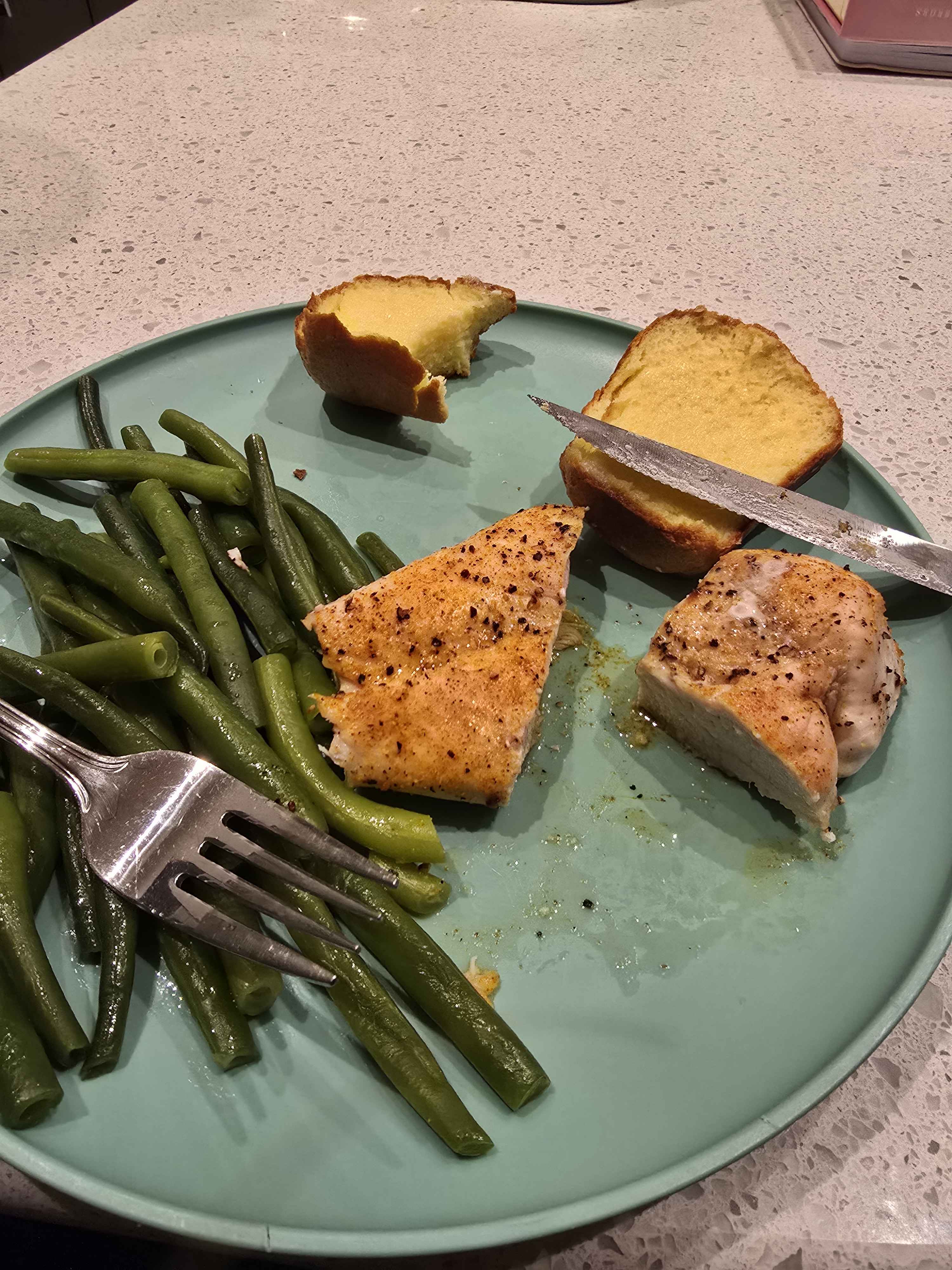 chicken and home made popovers that didn't quite pop