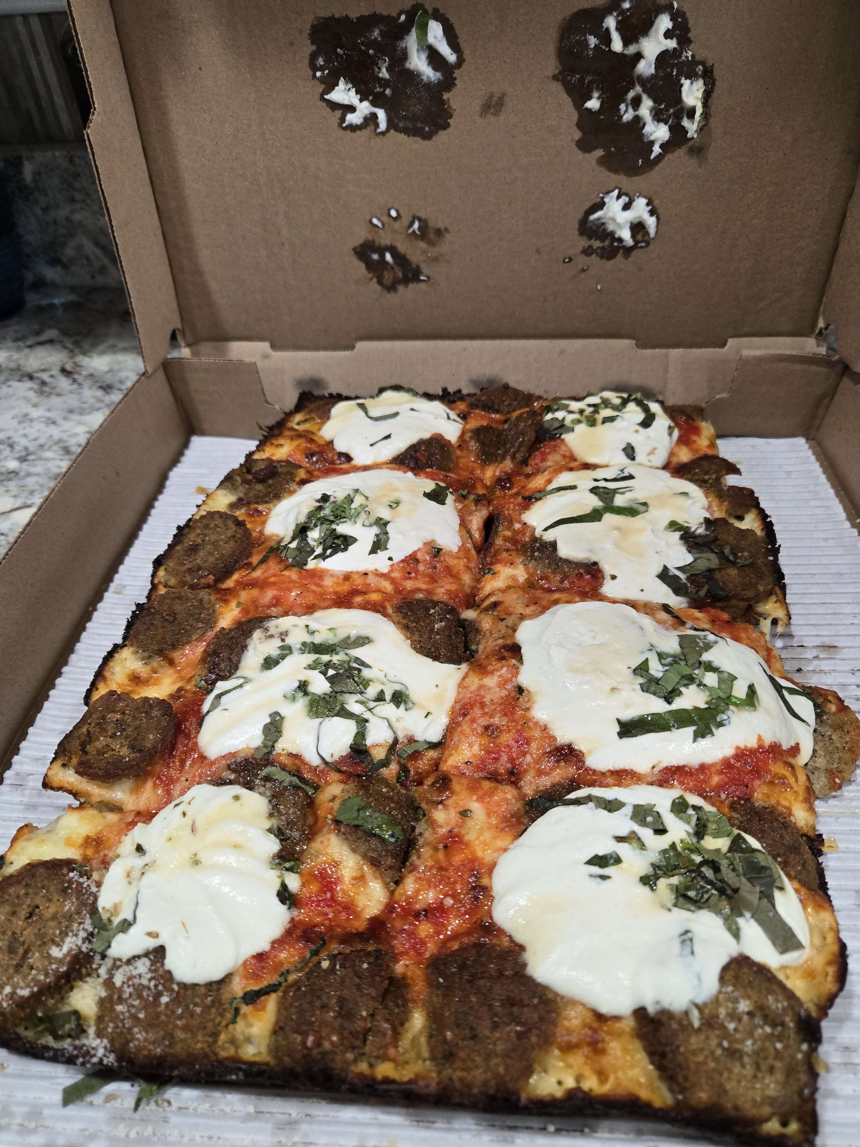 Pizza with meatballs