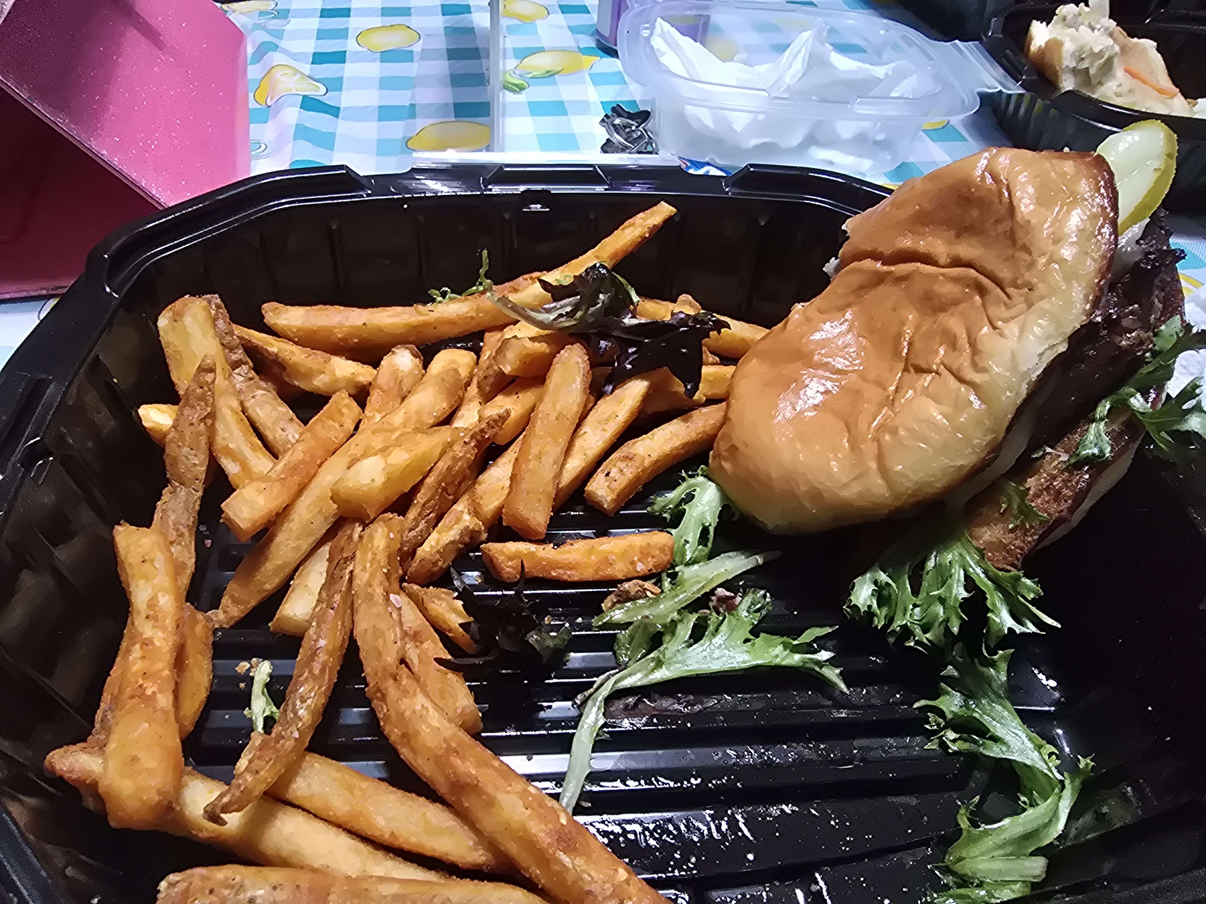 Burger and fries