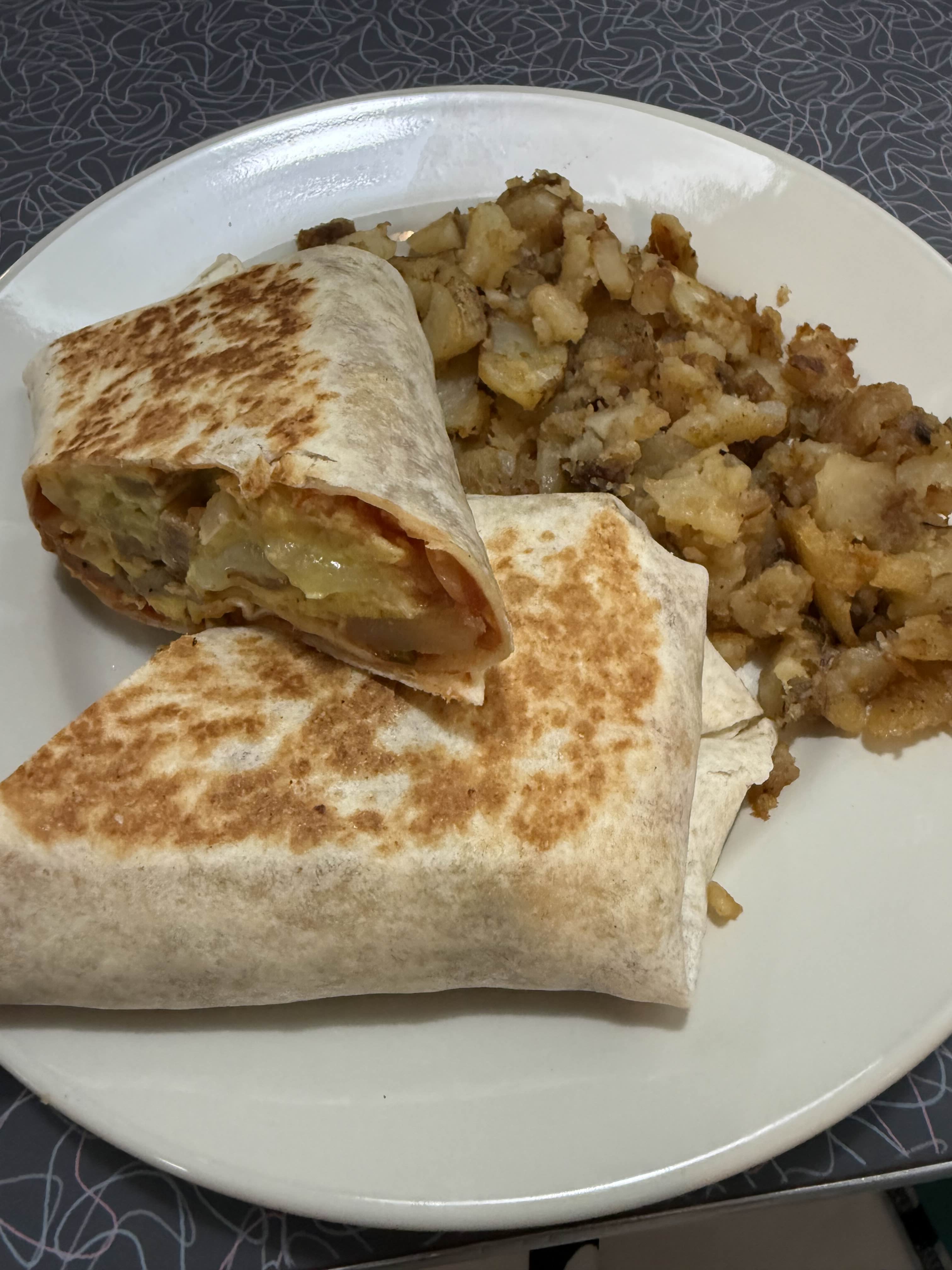 Burrito and hash browns