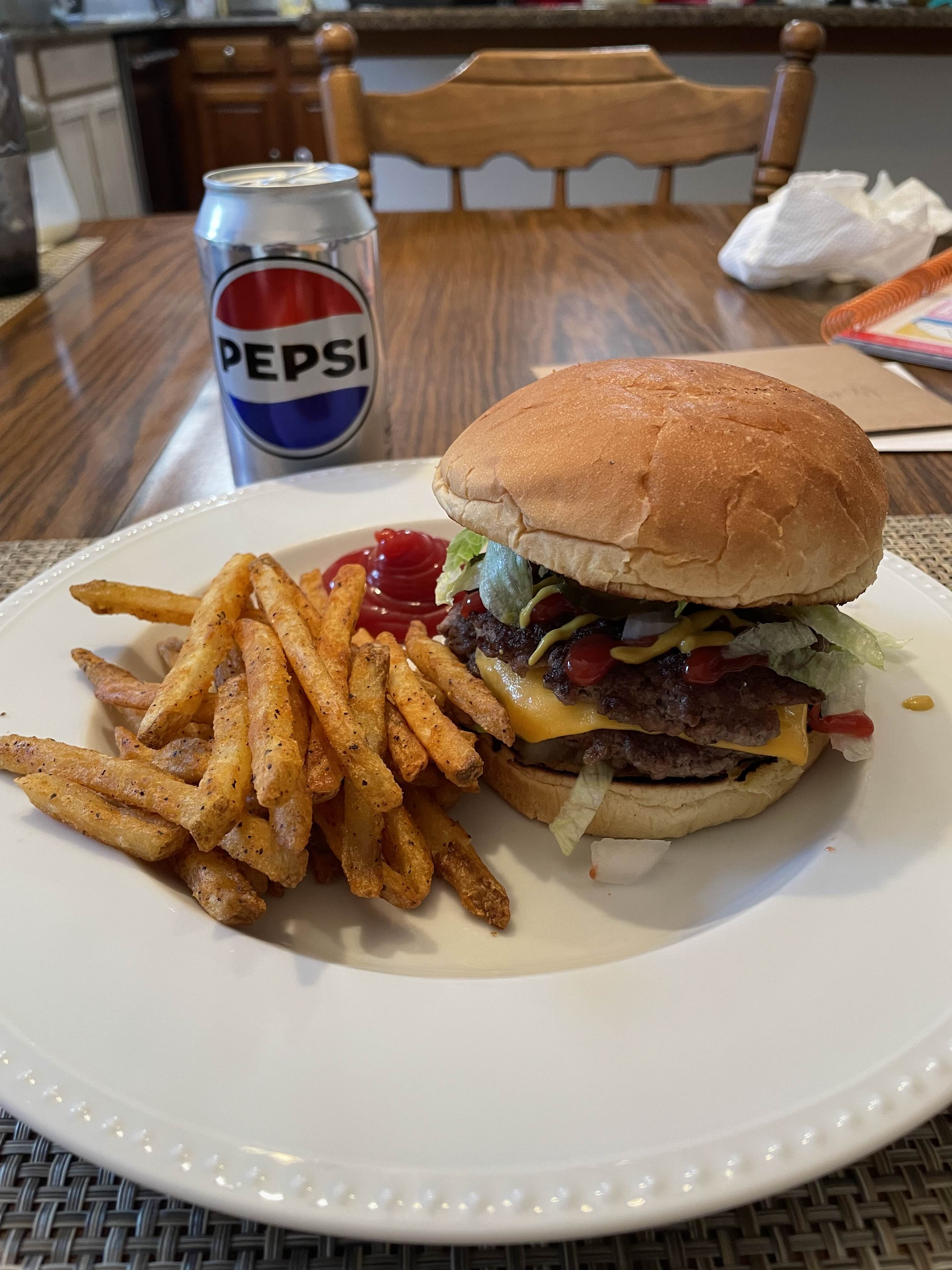 Cheeseburger and fries