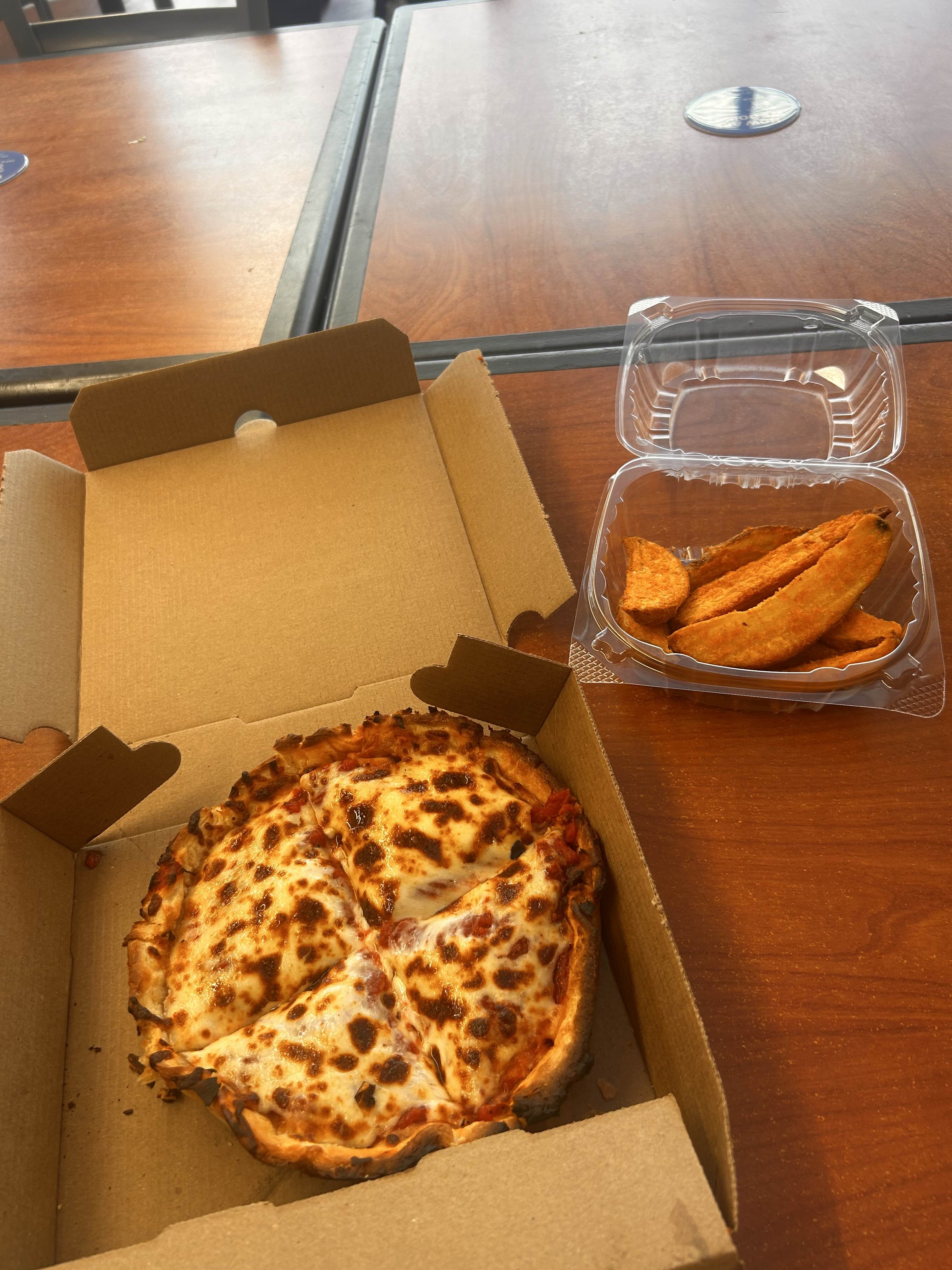 pizza with sweet potato fries