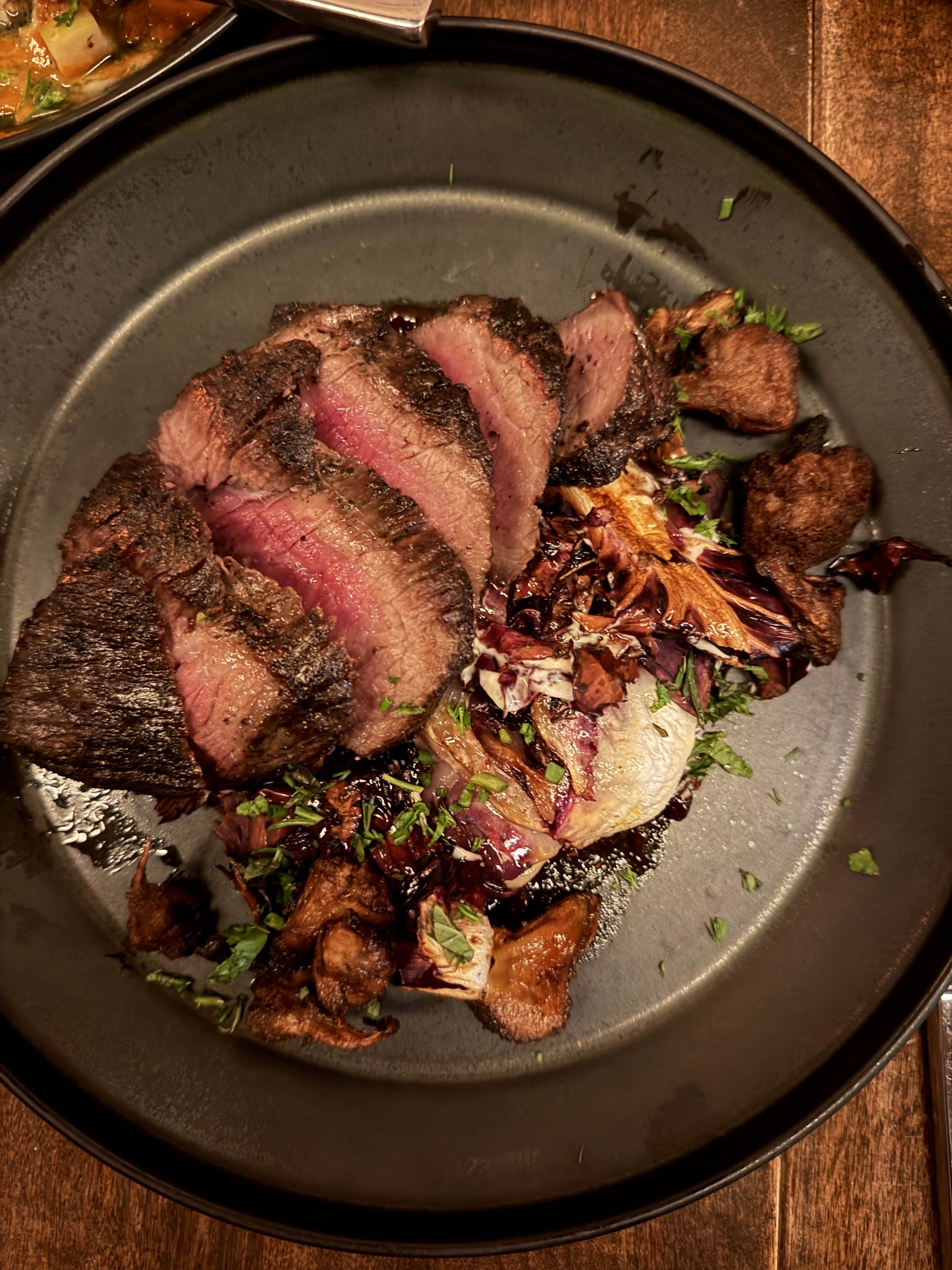 Grilled steak with vegetables