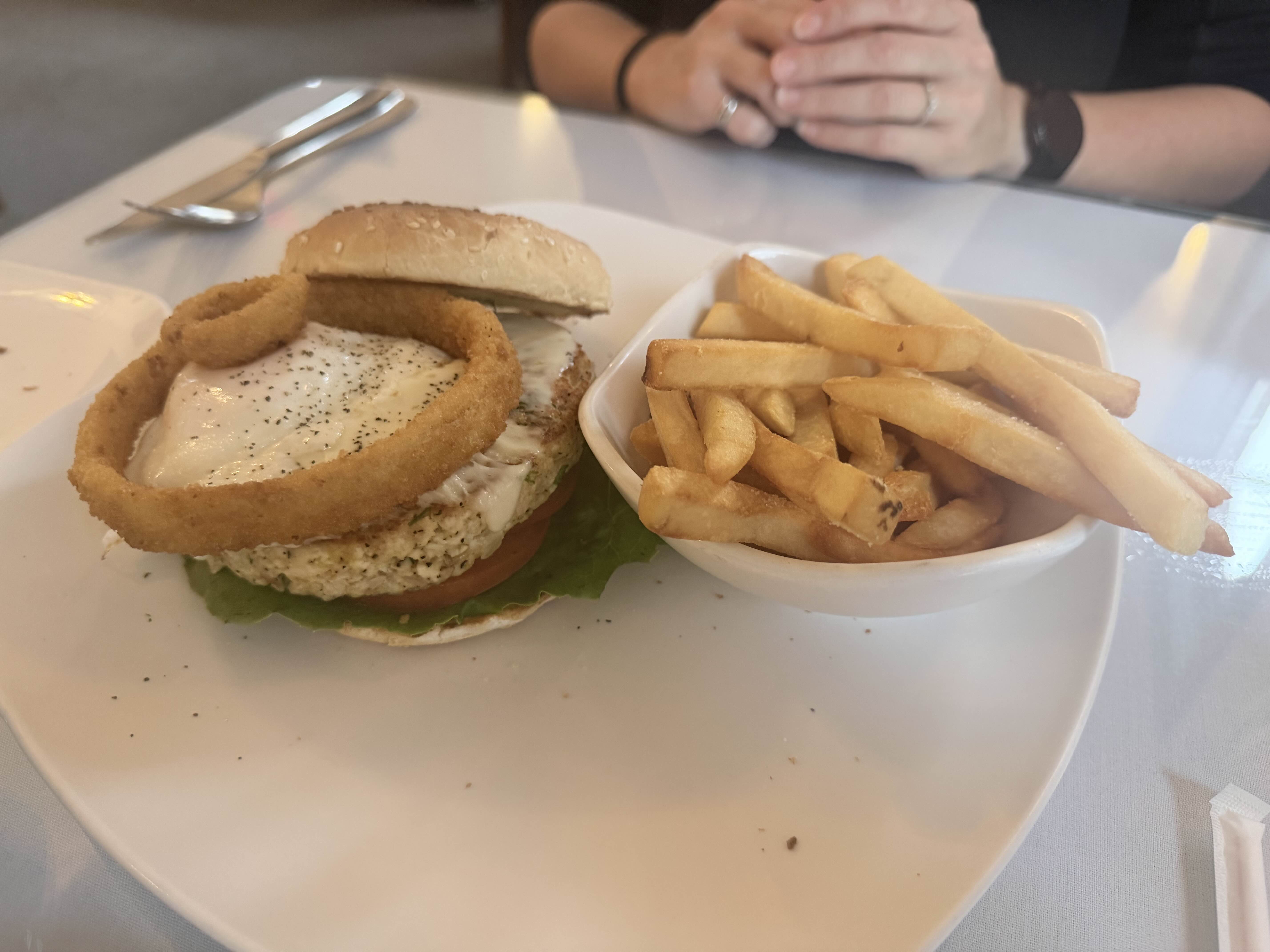 Chicken sandwich with fries