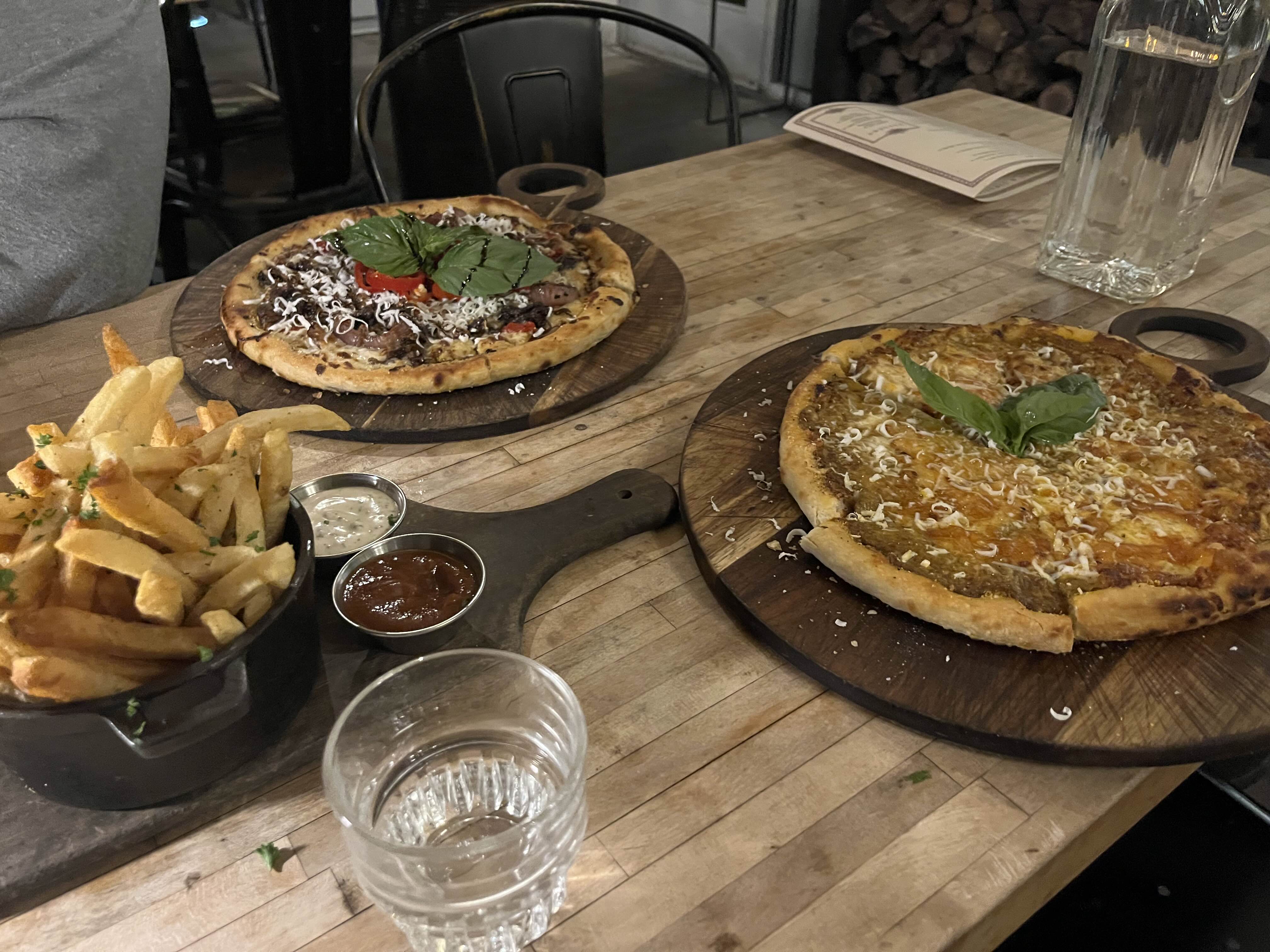 pizza and french fries