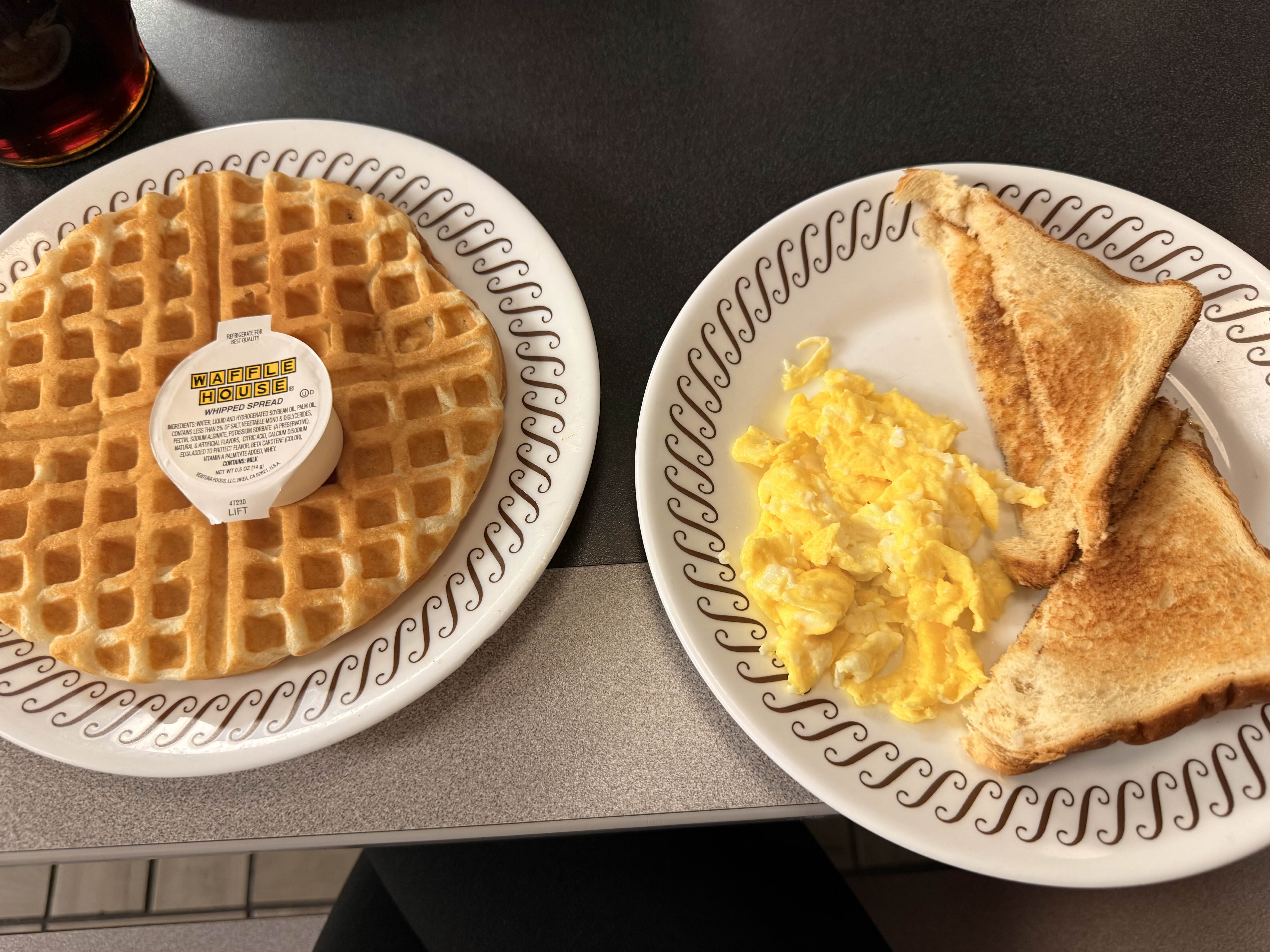 Waffle eggs toast