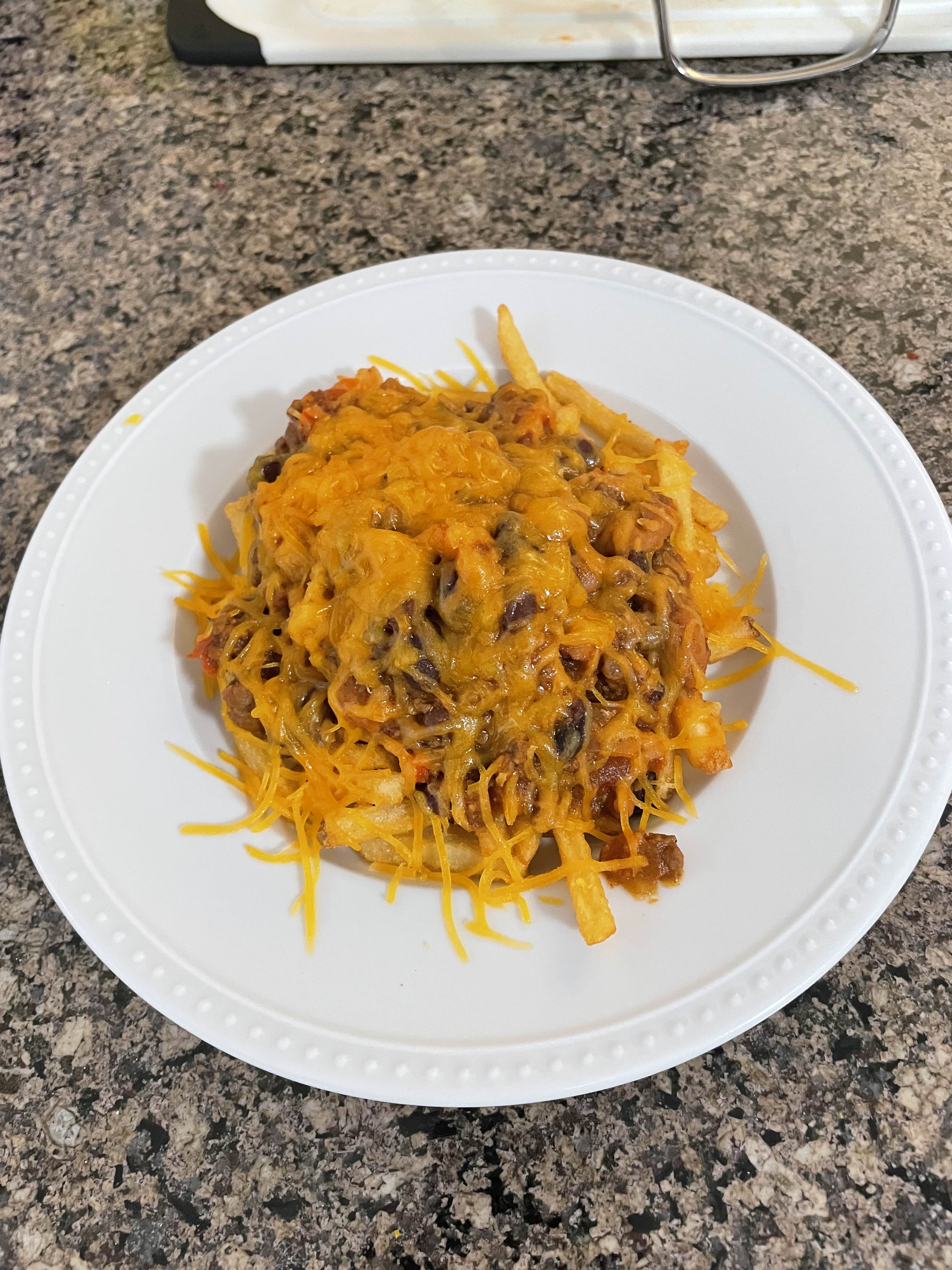 We have chili cheese fries at home