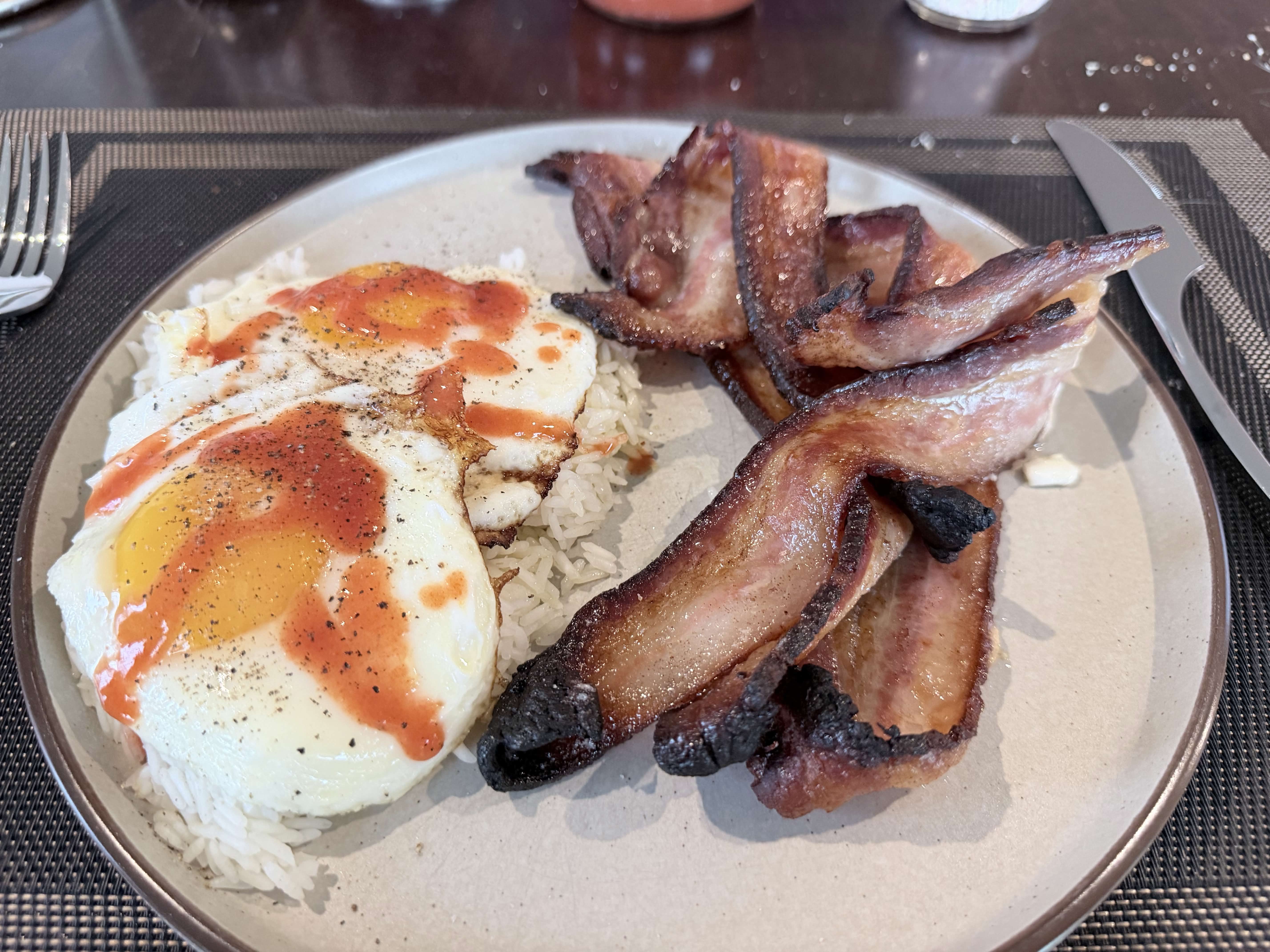 fried eggs and bacon