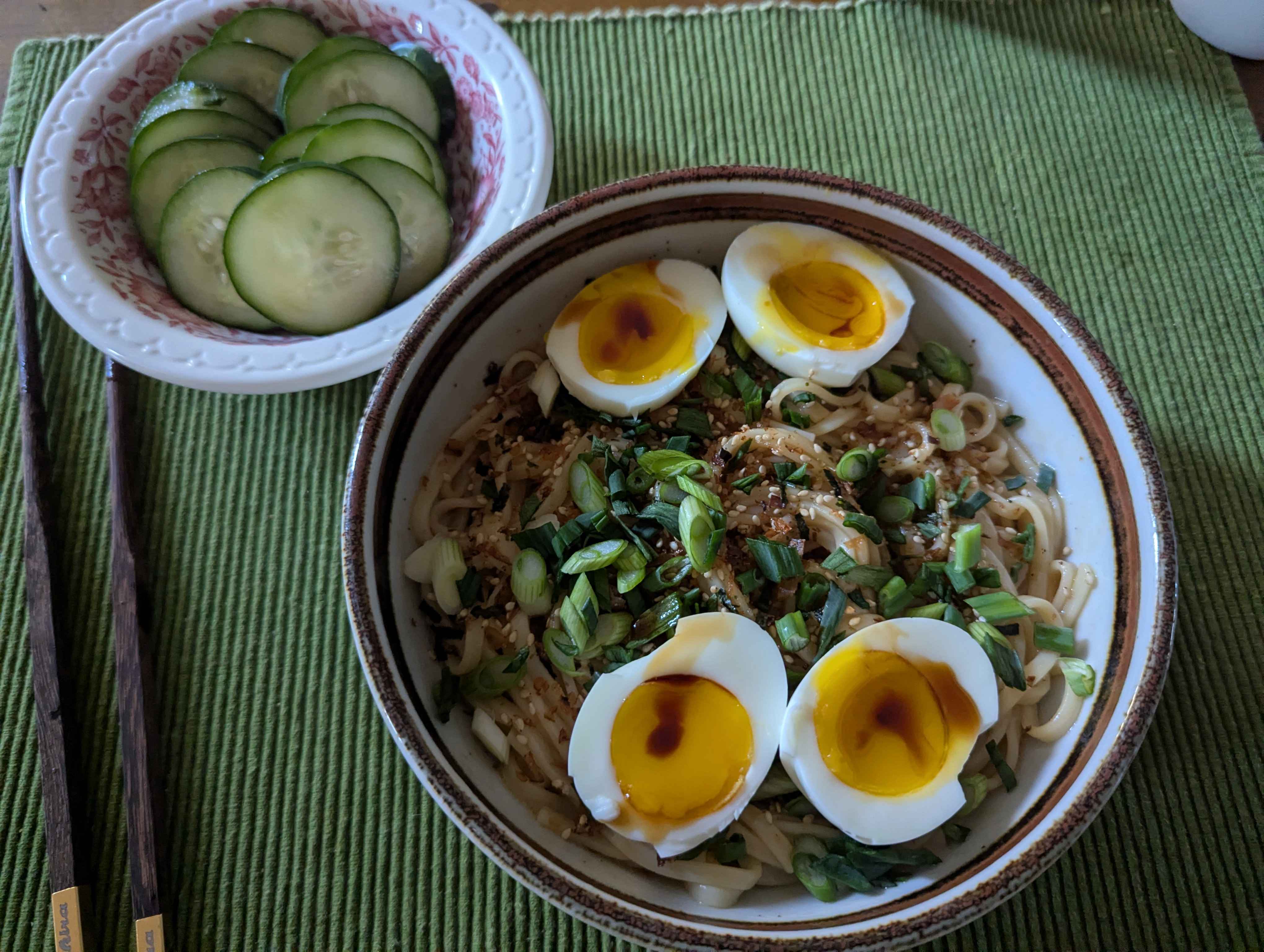 Ramen with soft boiled eggs