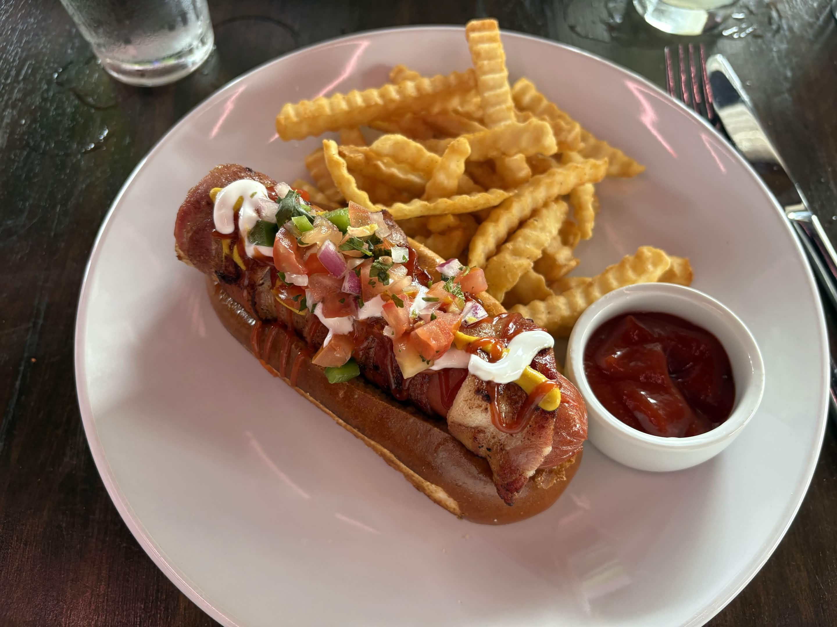 Hot dog with fries