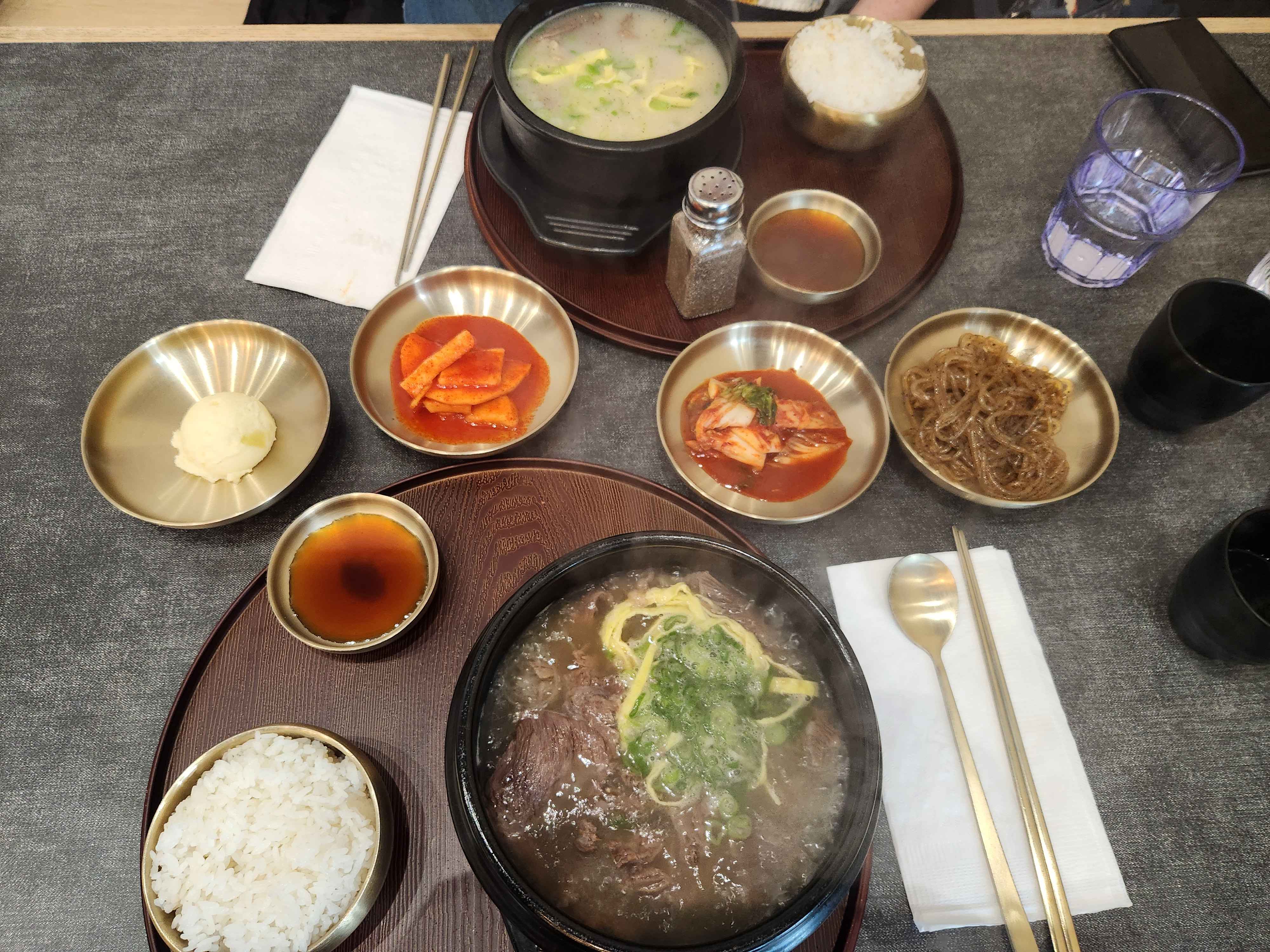 Beef soup with sides