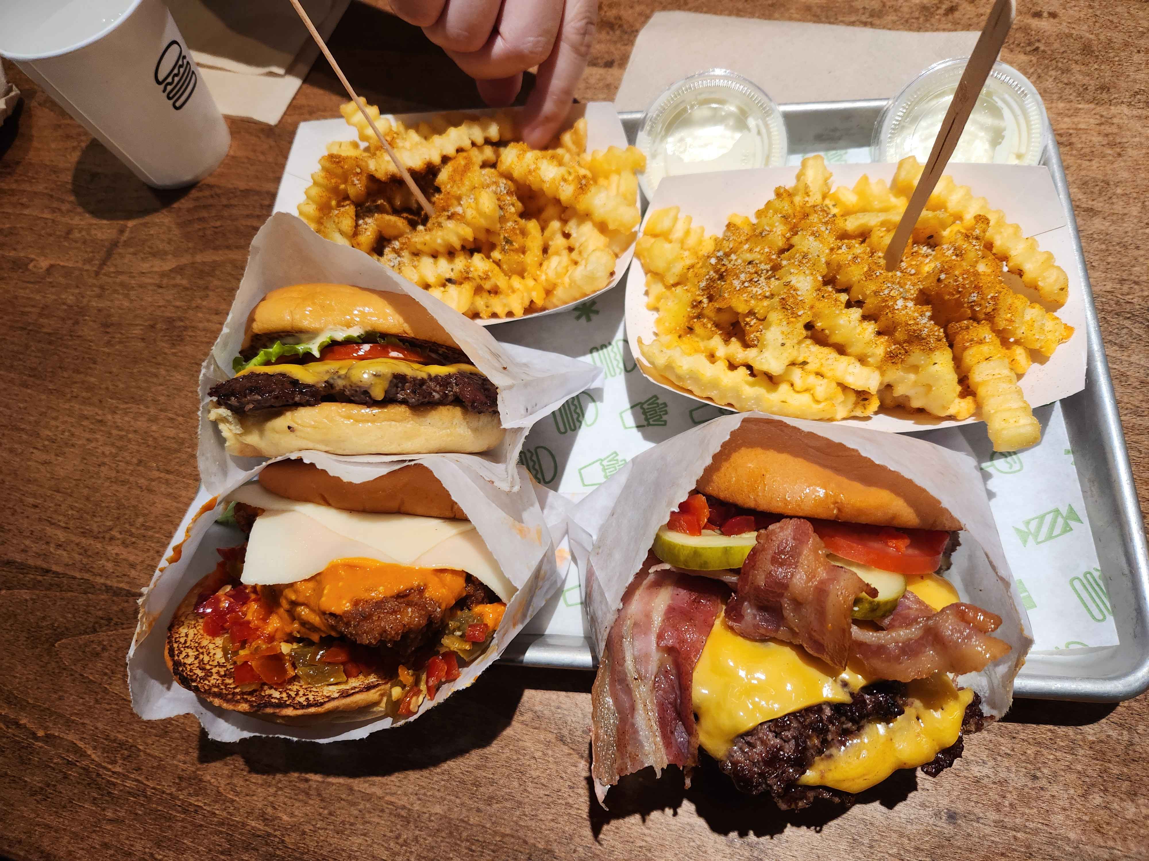 burgers and fries