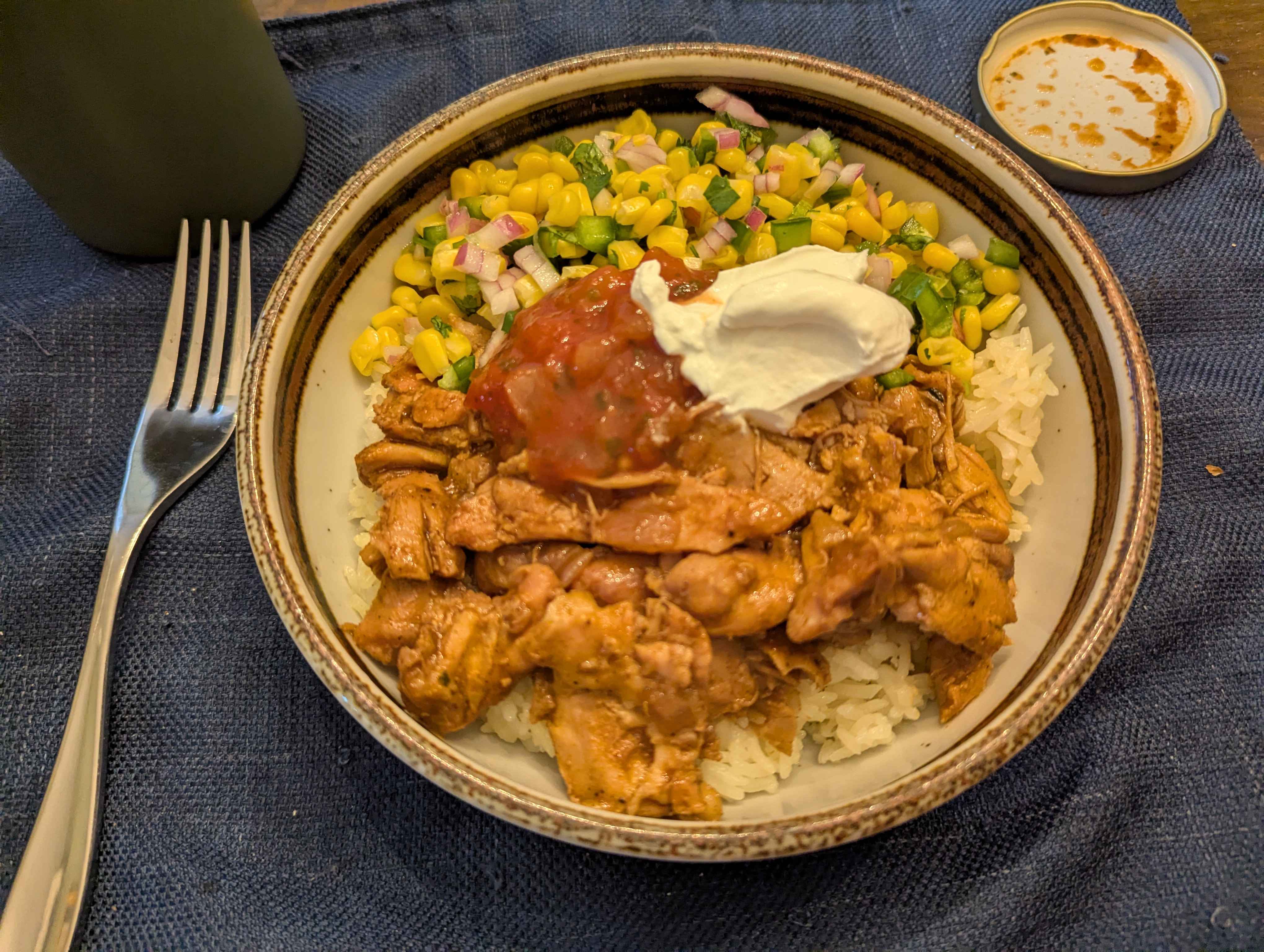 bowl with chicken and rice
