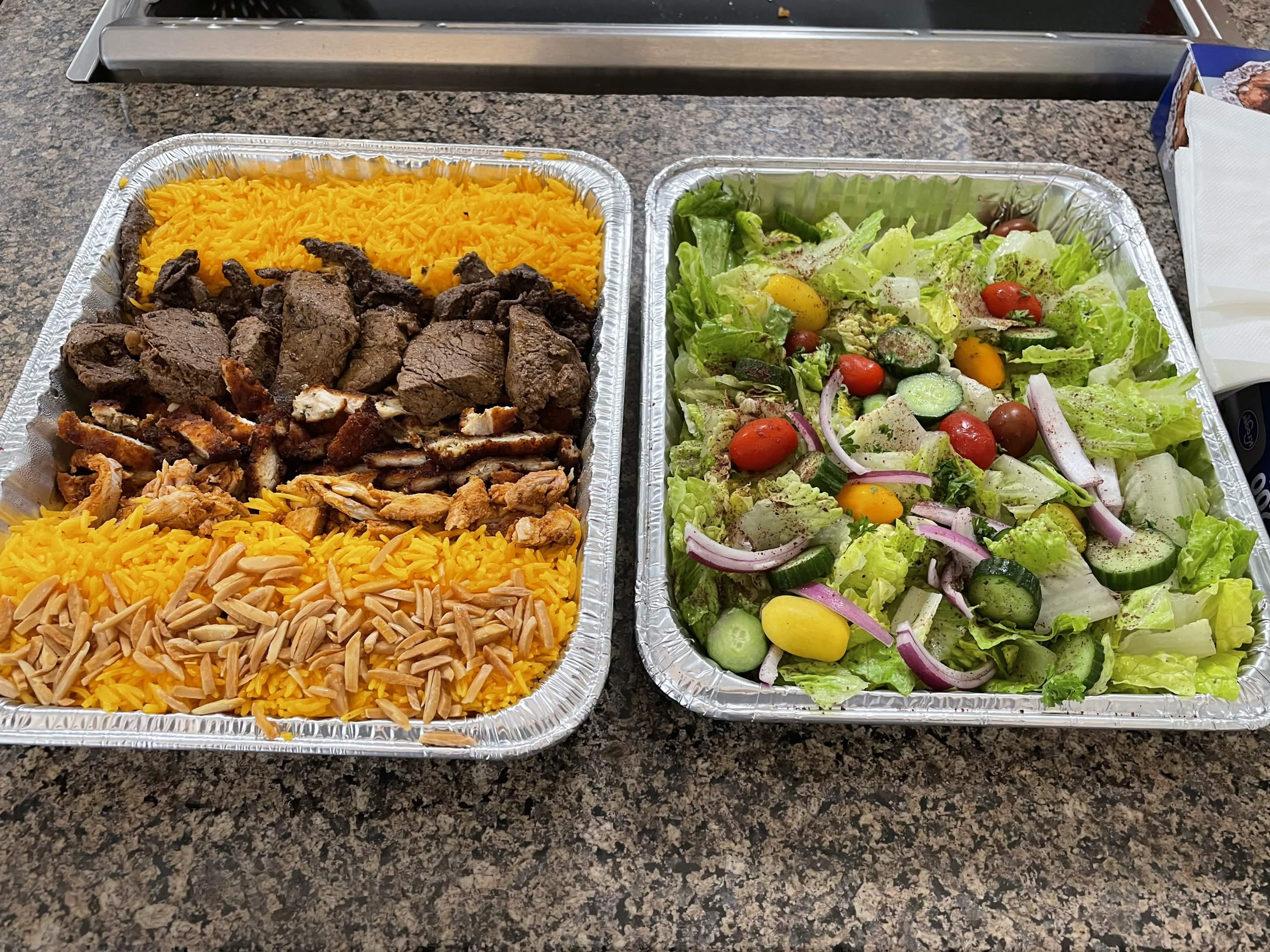 Chicken rice and salad