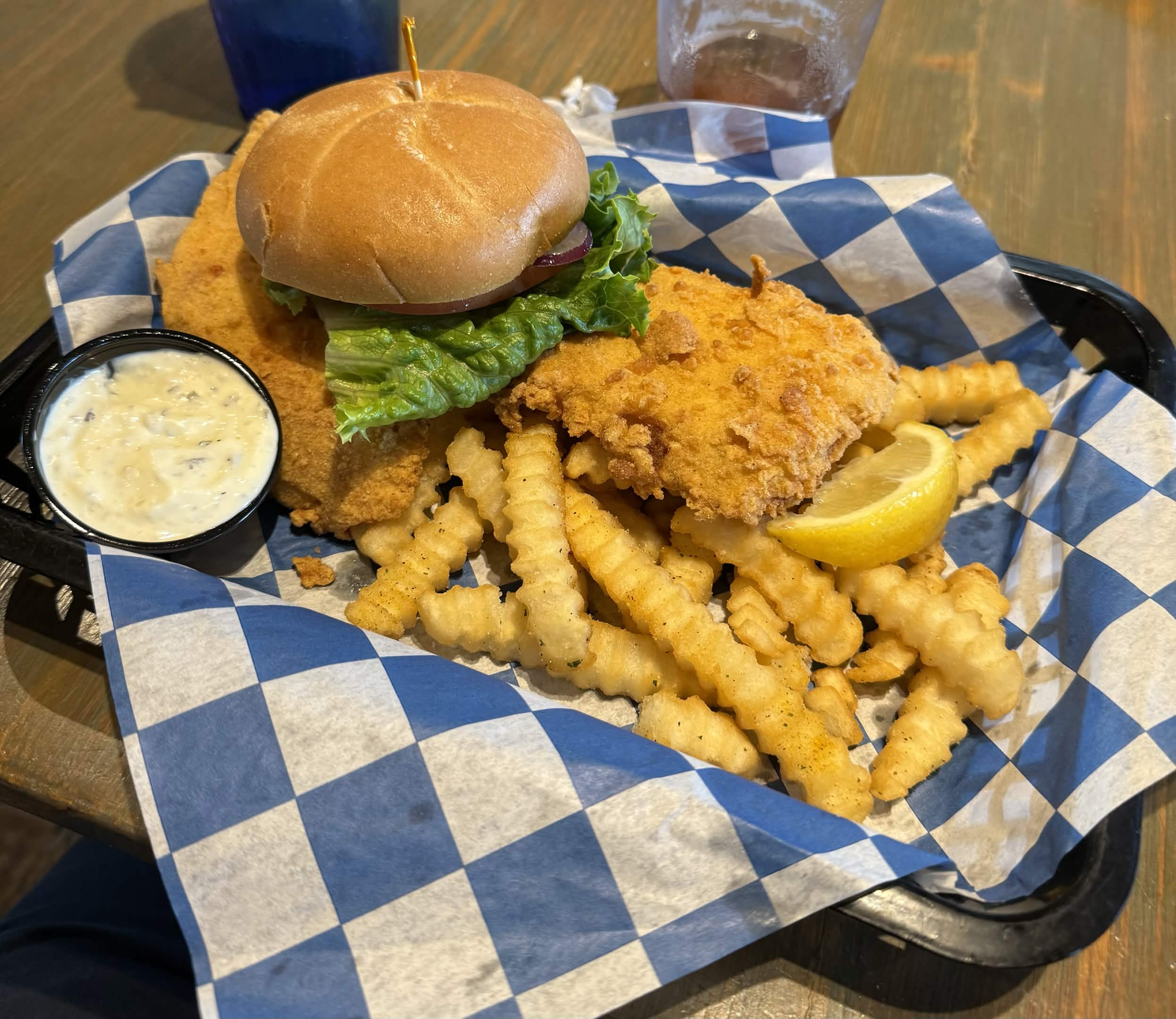 Fried fish sandwich and fries (3)