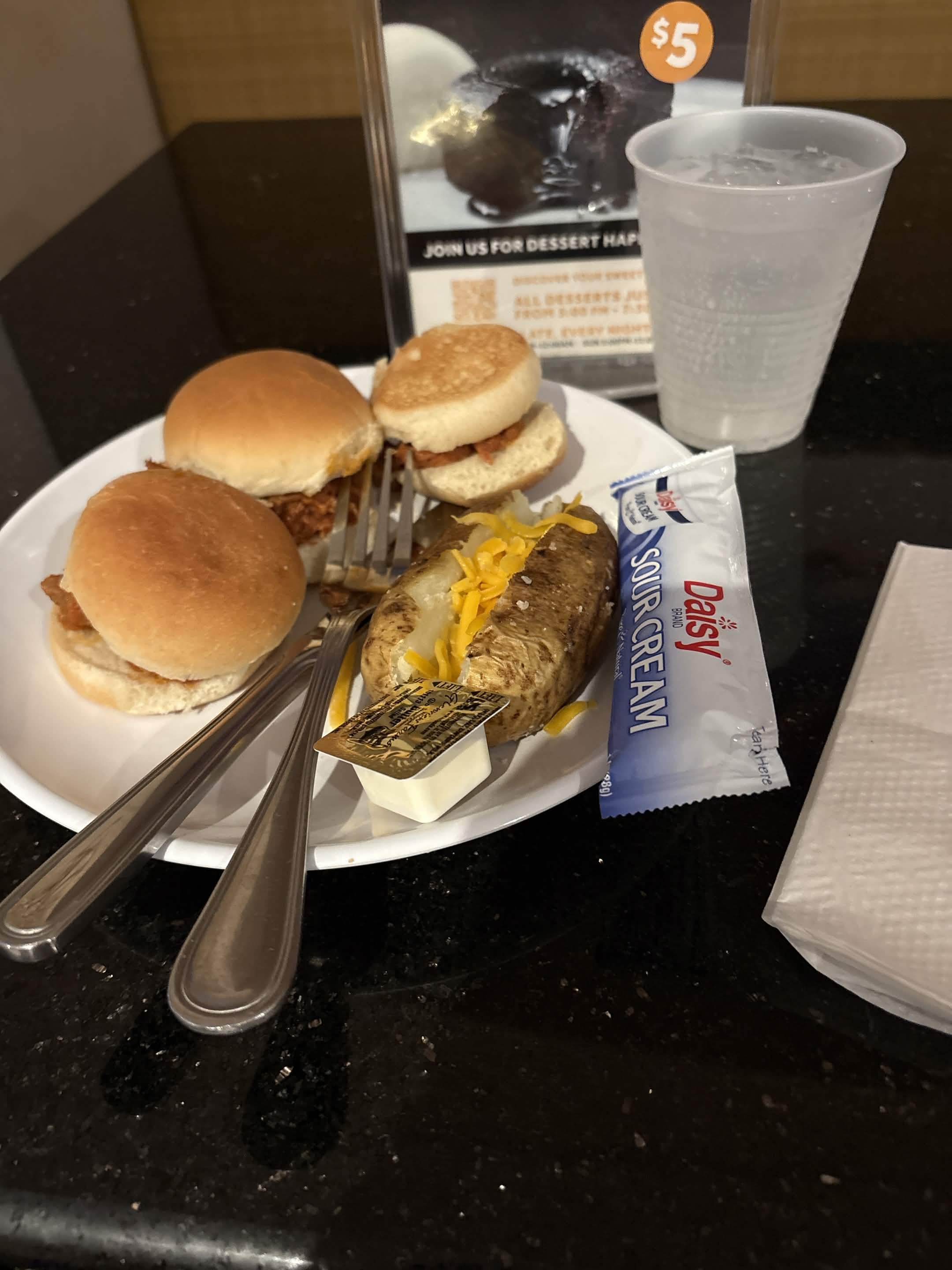 sliders and baked potato