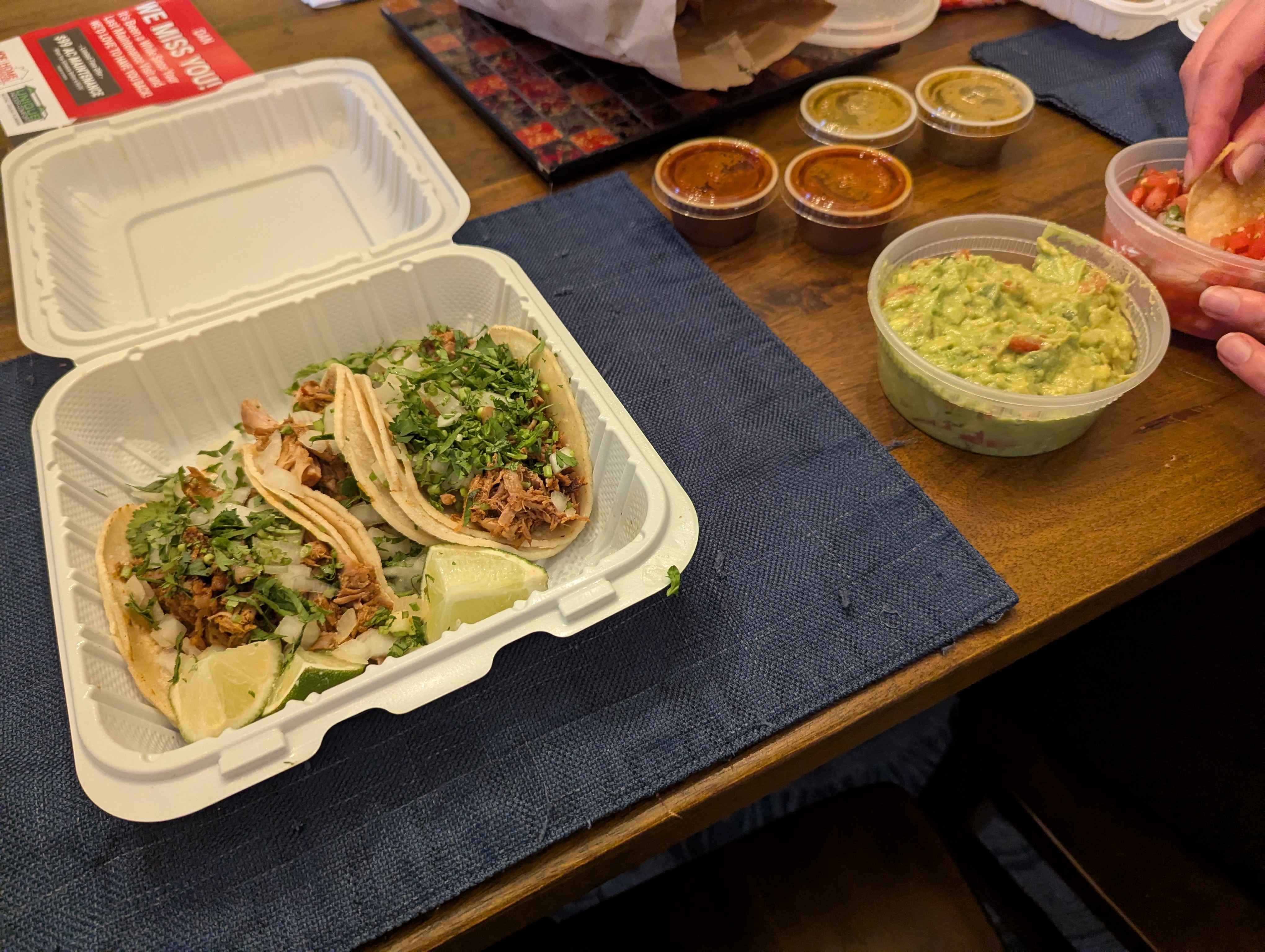 Tacos with guacamole