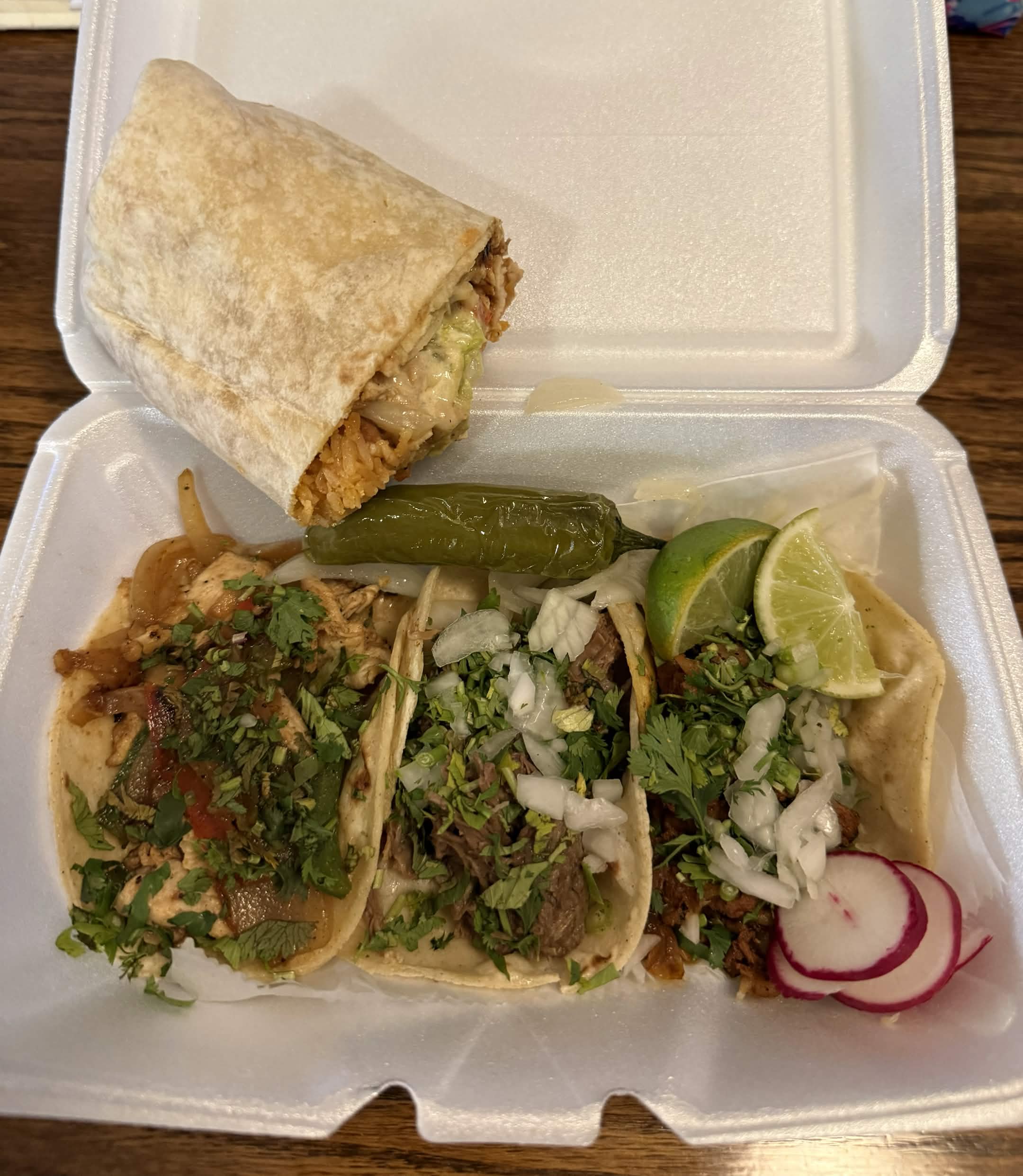 Tacos and burrito
