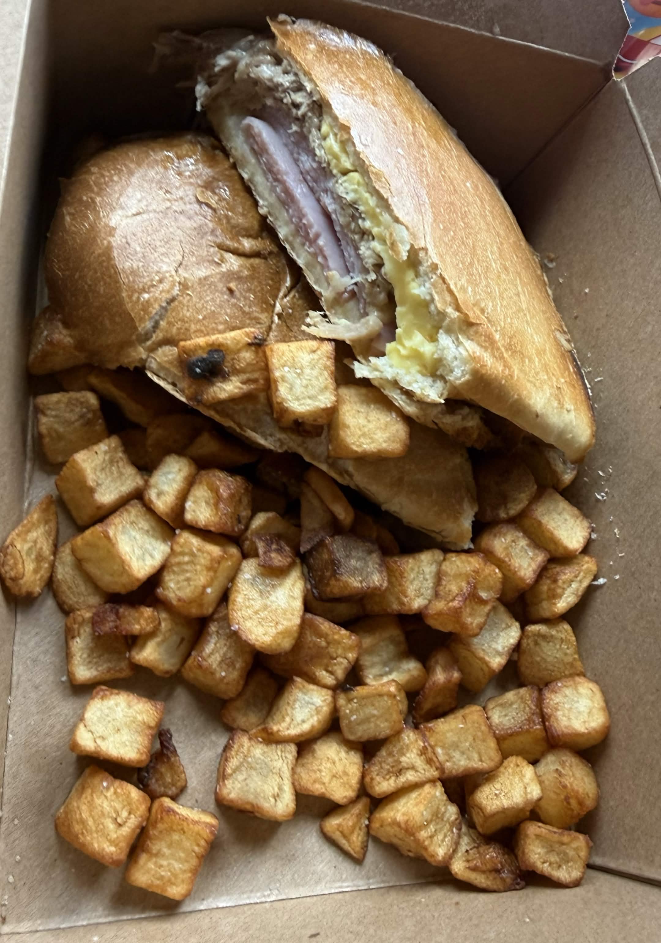 sandwich and home fries