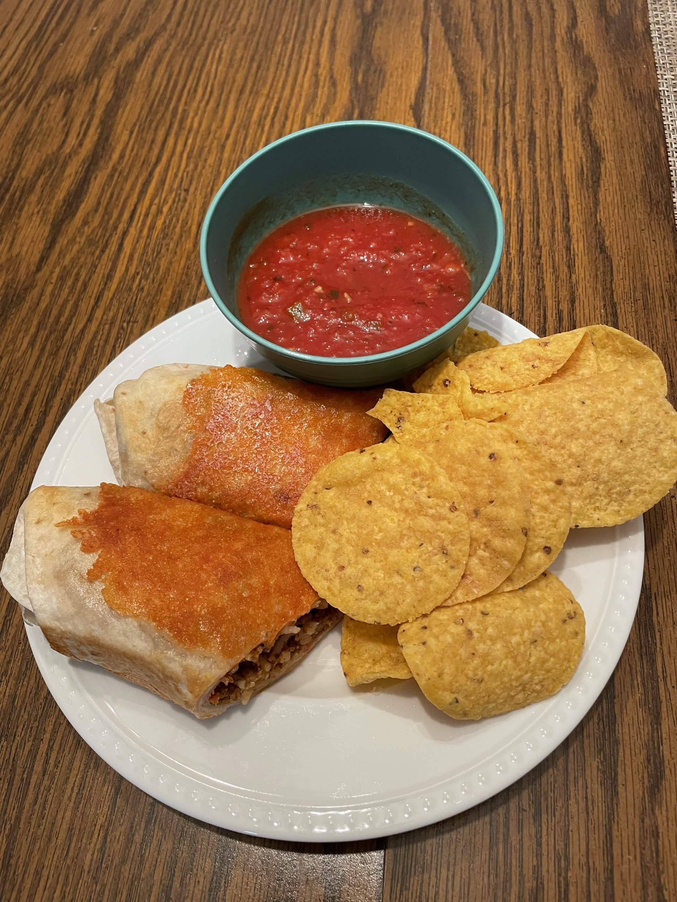 Burritos with tortilla chips