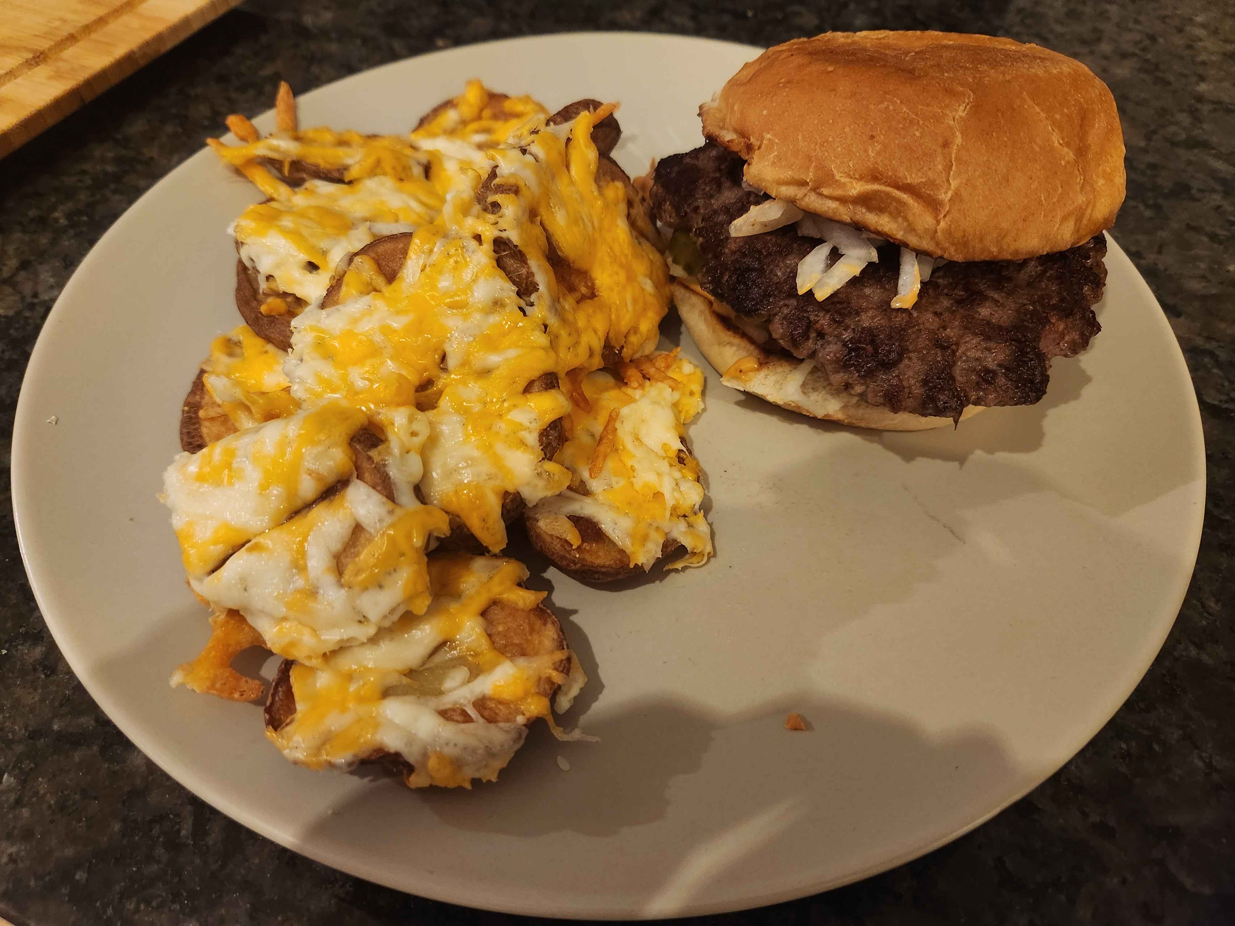 Cheeseburger and loaded nachos