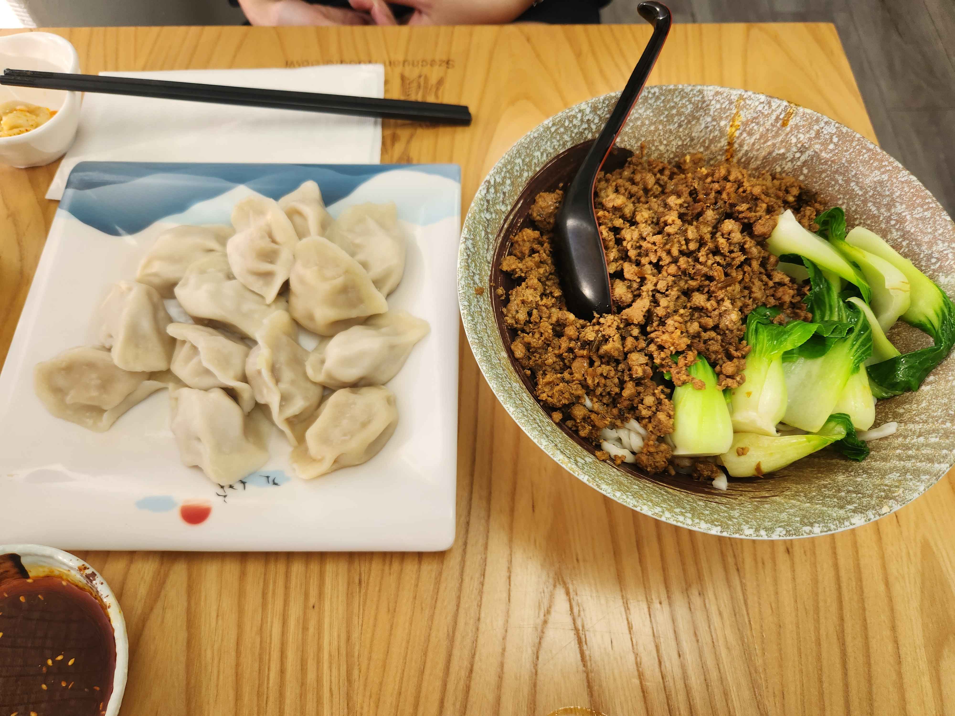Dumplings and rice bowl