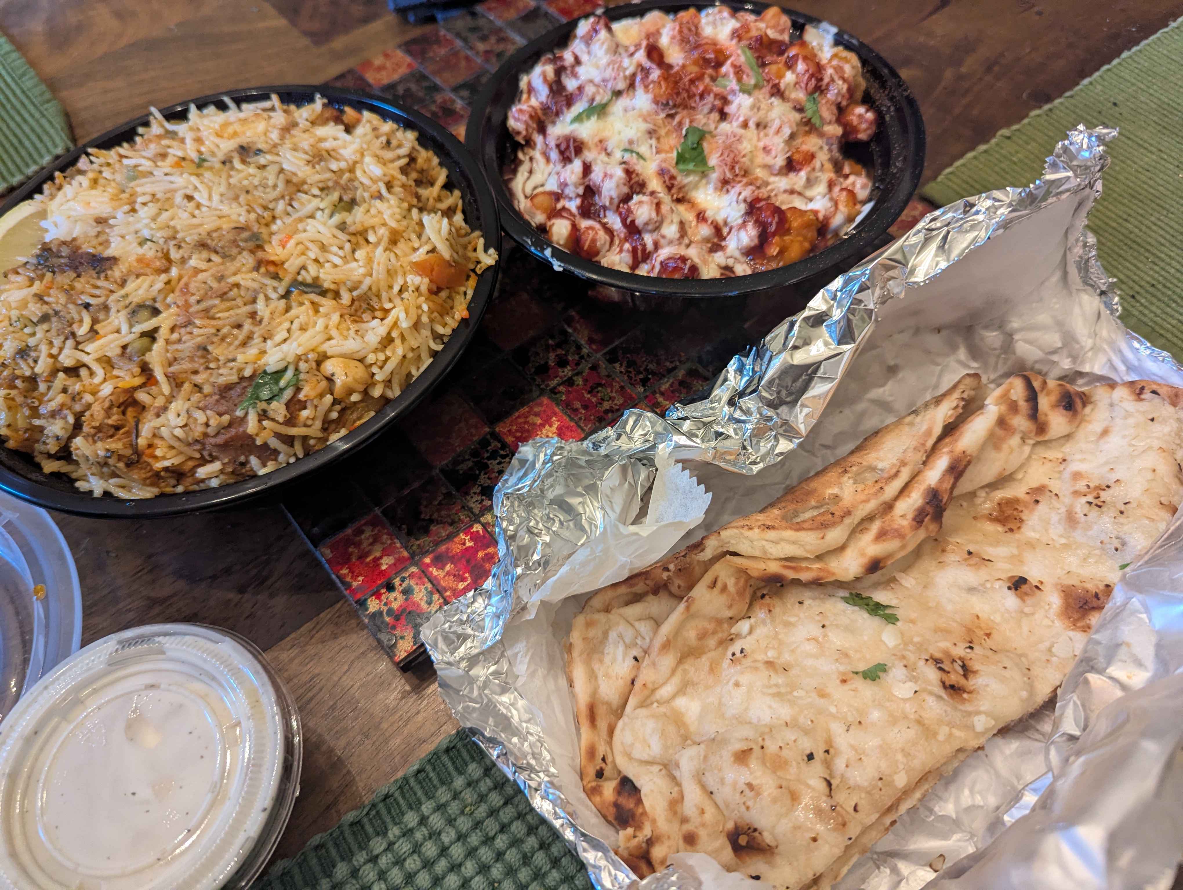 Biryani pasta naan