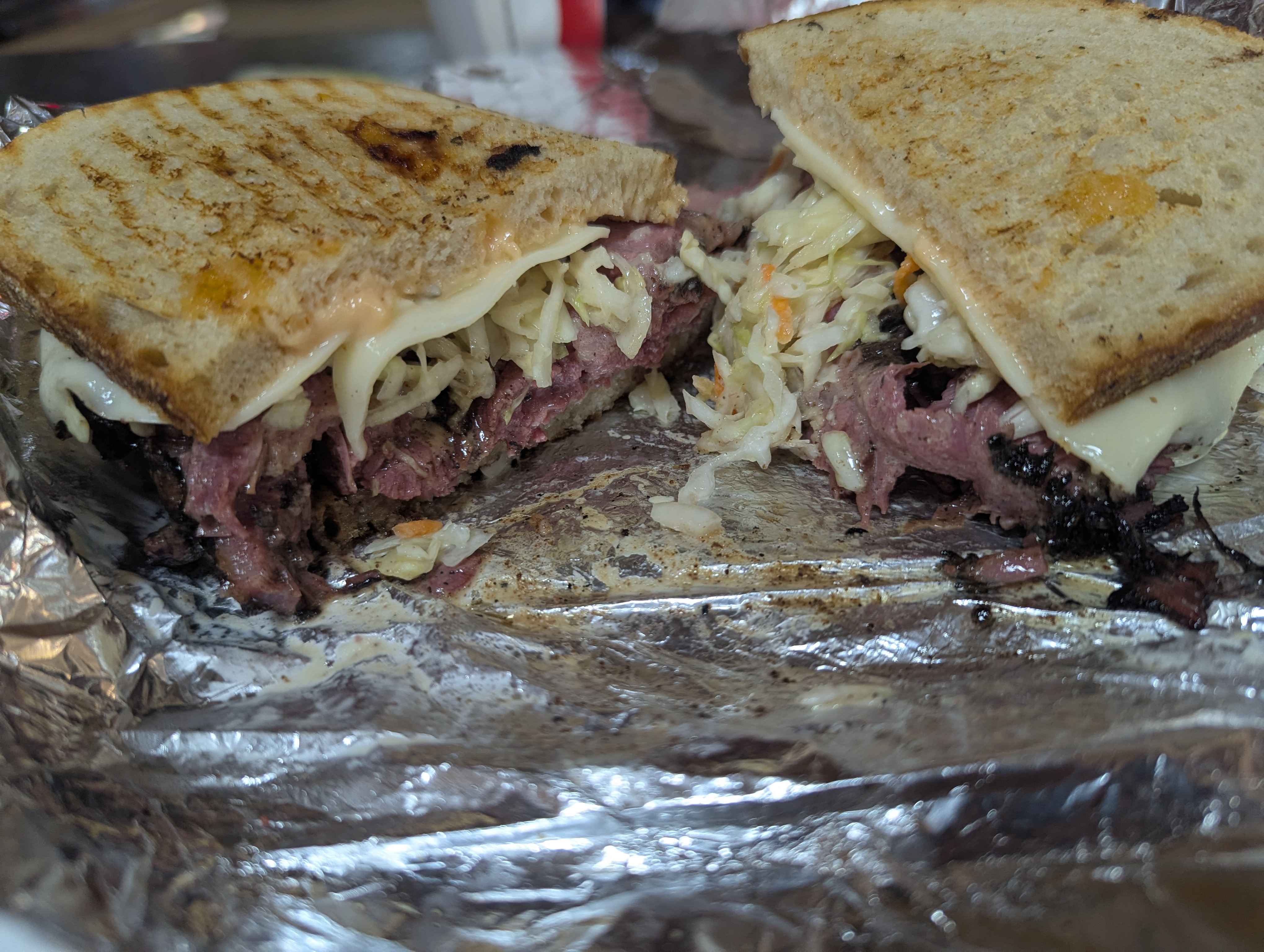 Grilled pastrami sandwich