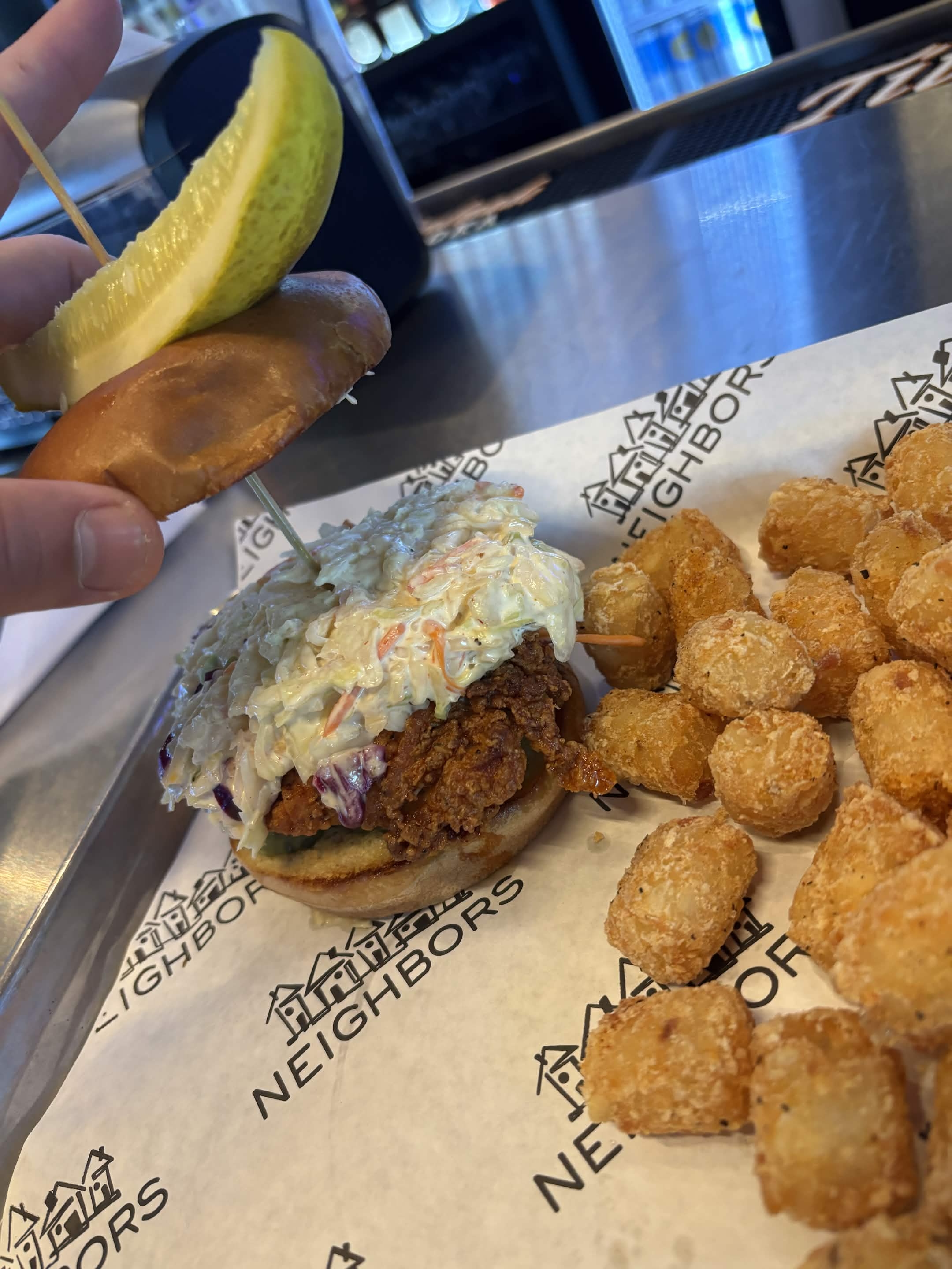 Fried chicken sandwich with coleslaw (2)