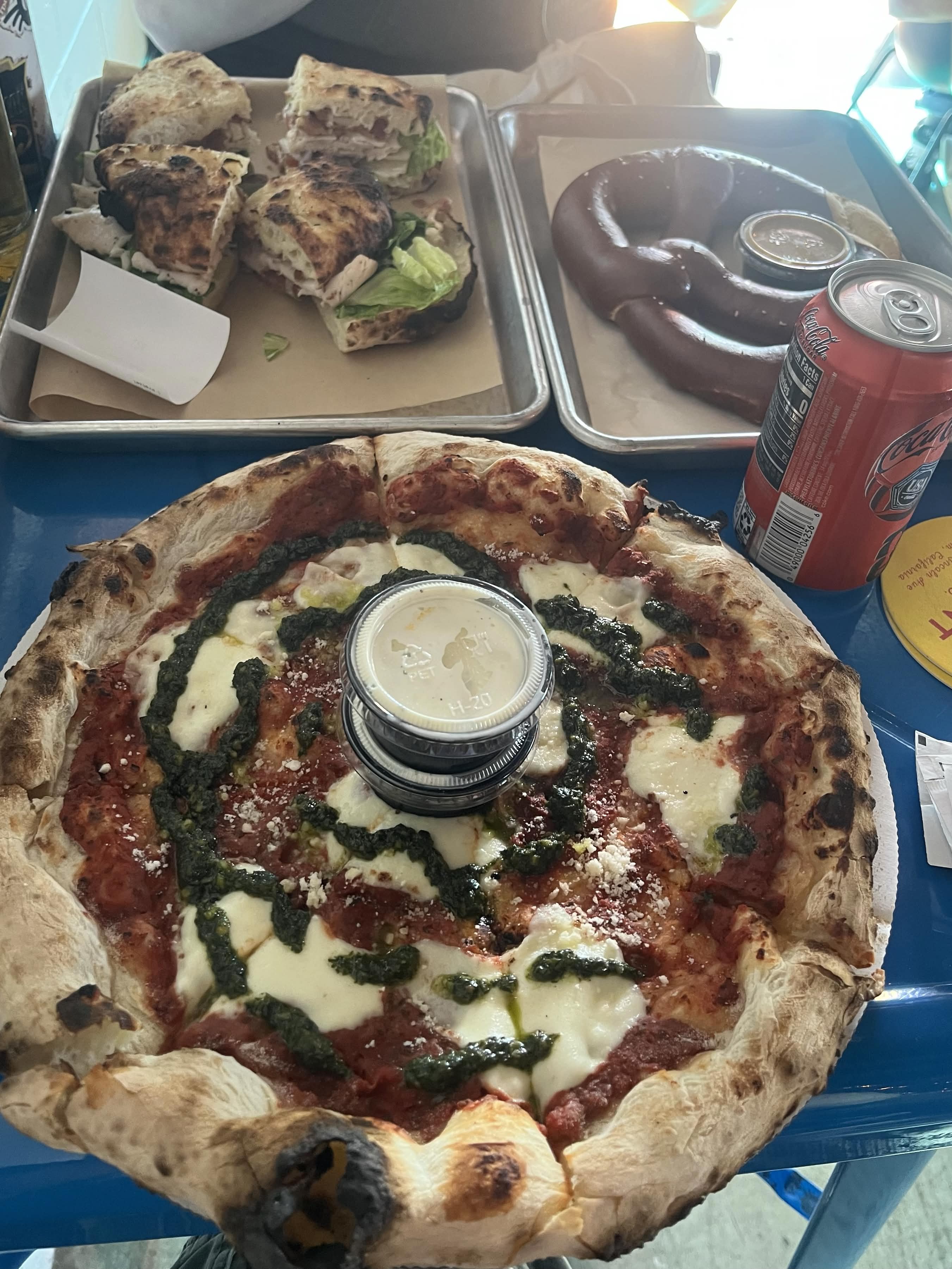 Pizza with pesto and cheese (2)