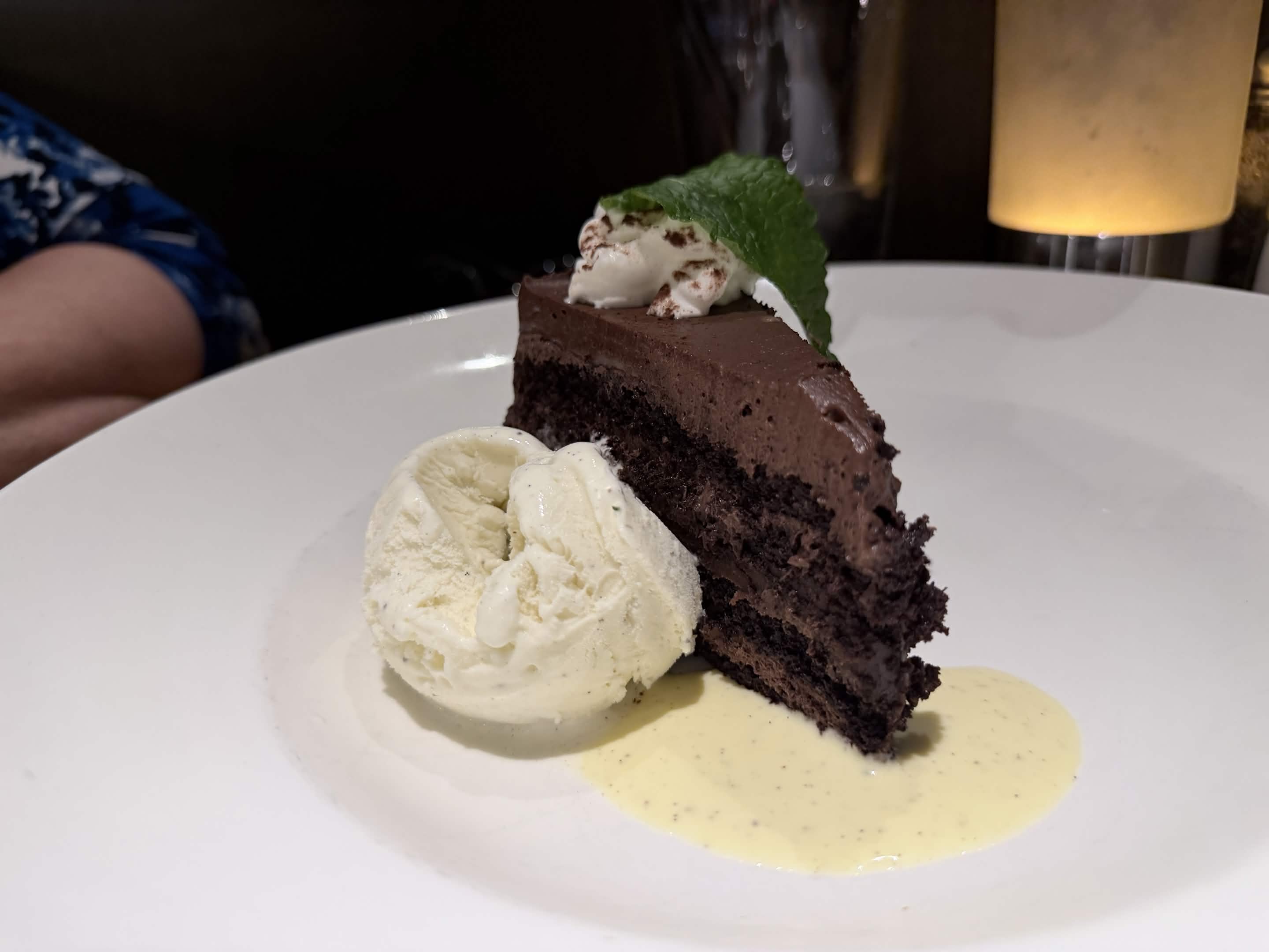 Chocolate cake with ice cream