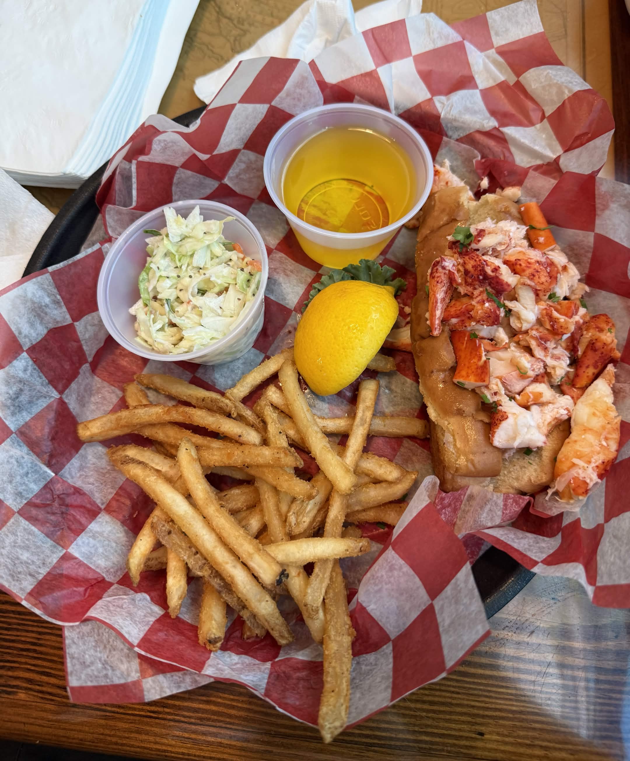 Lobster roll with fries