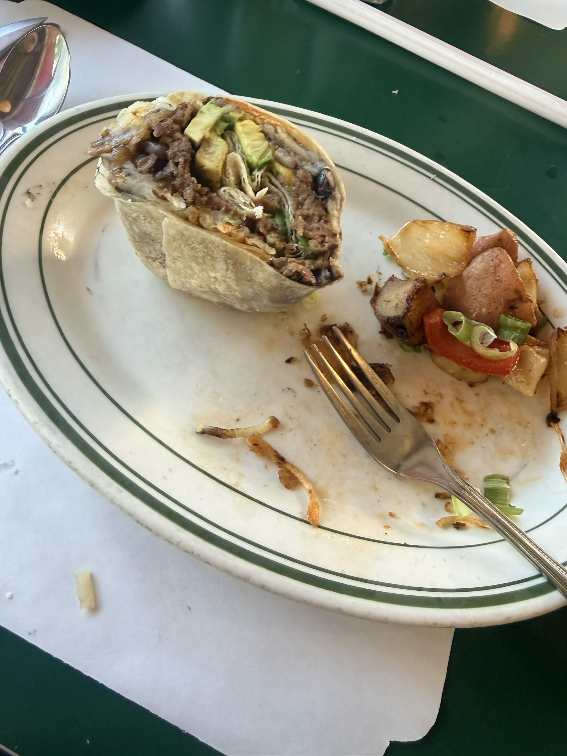 Burrito with side potatoes