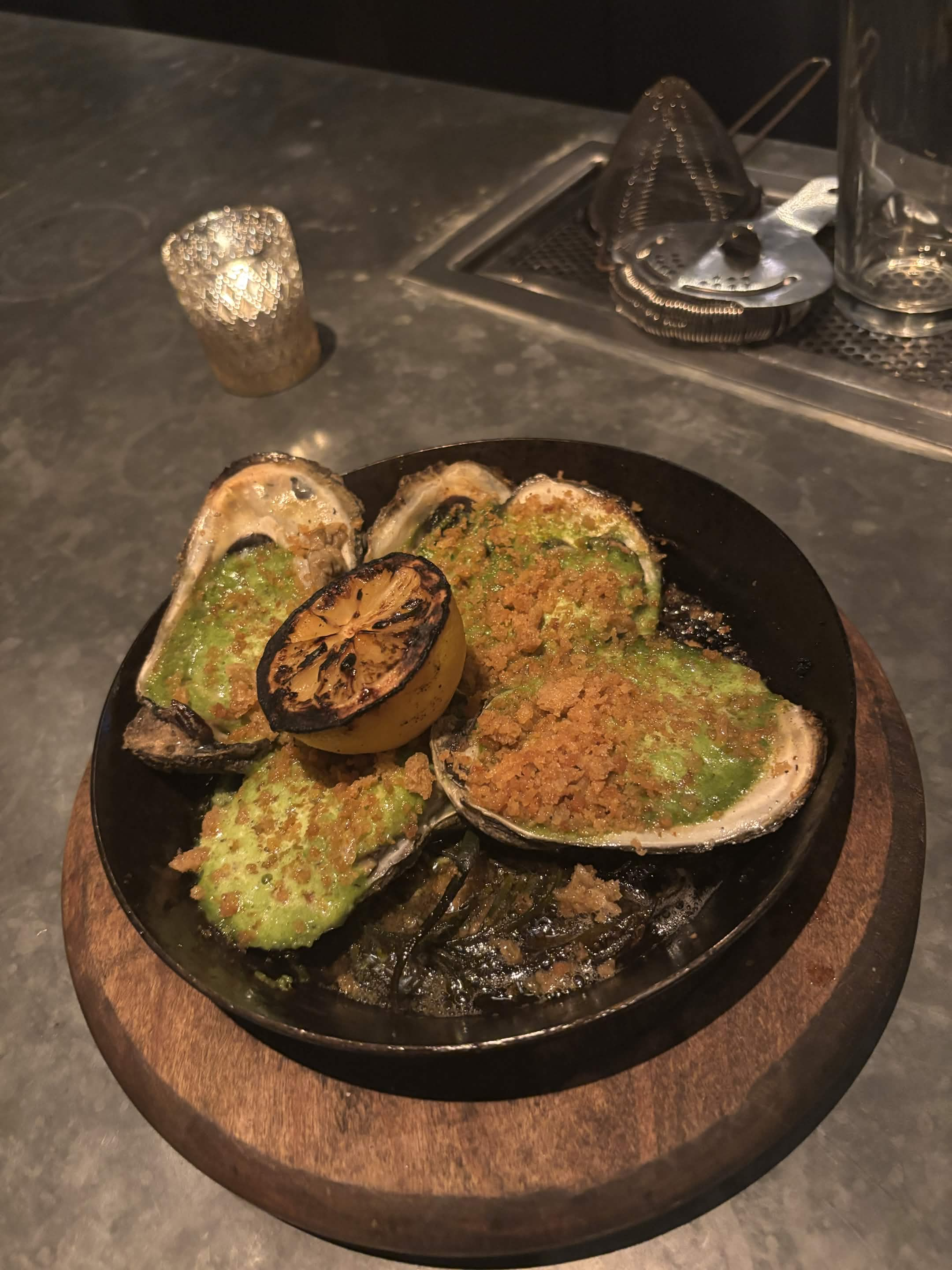 Wood roasted oysters (?)