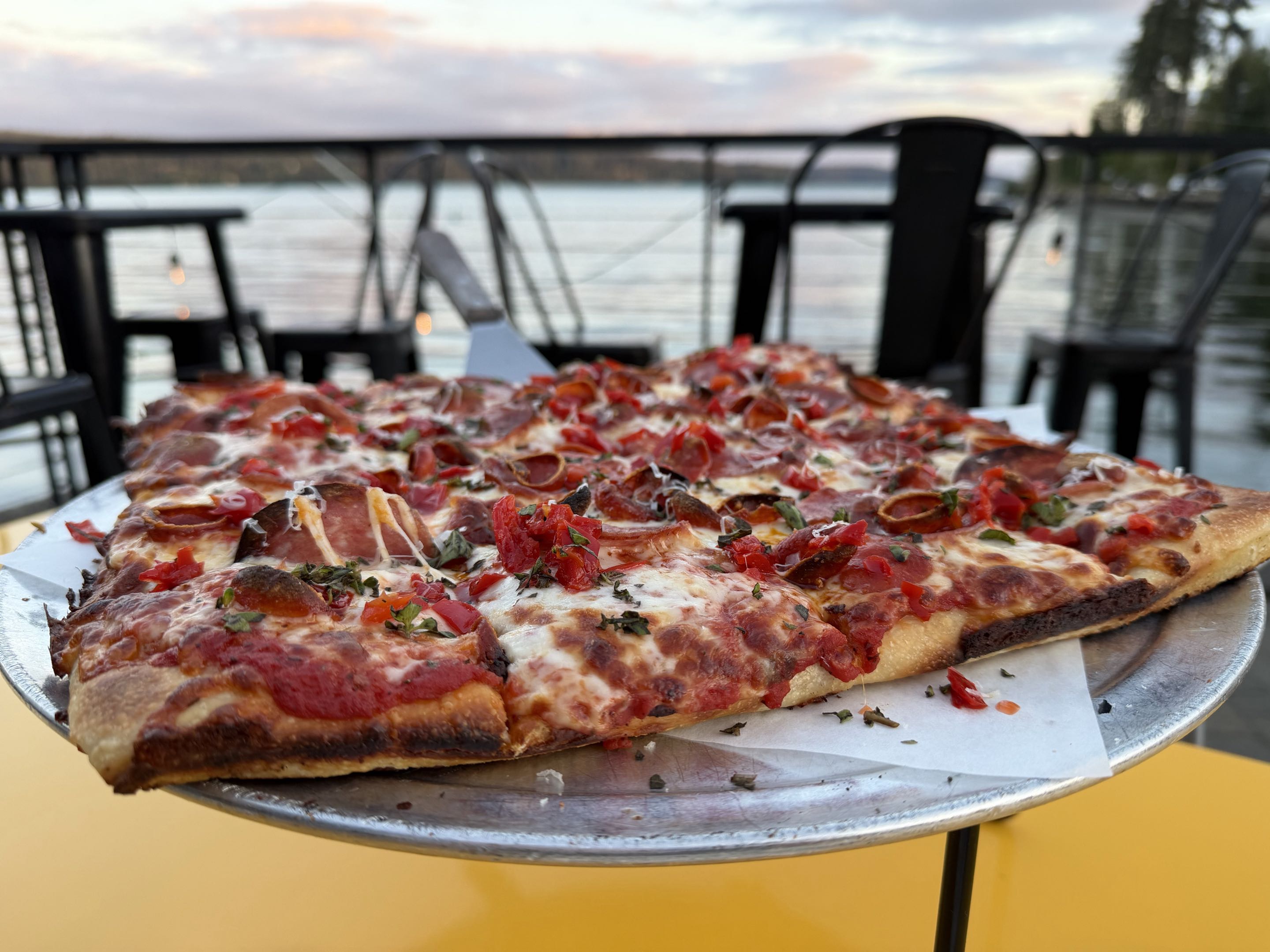 Pepperoni and red pepper pizza