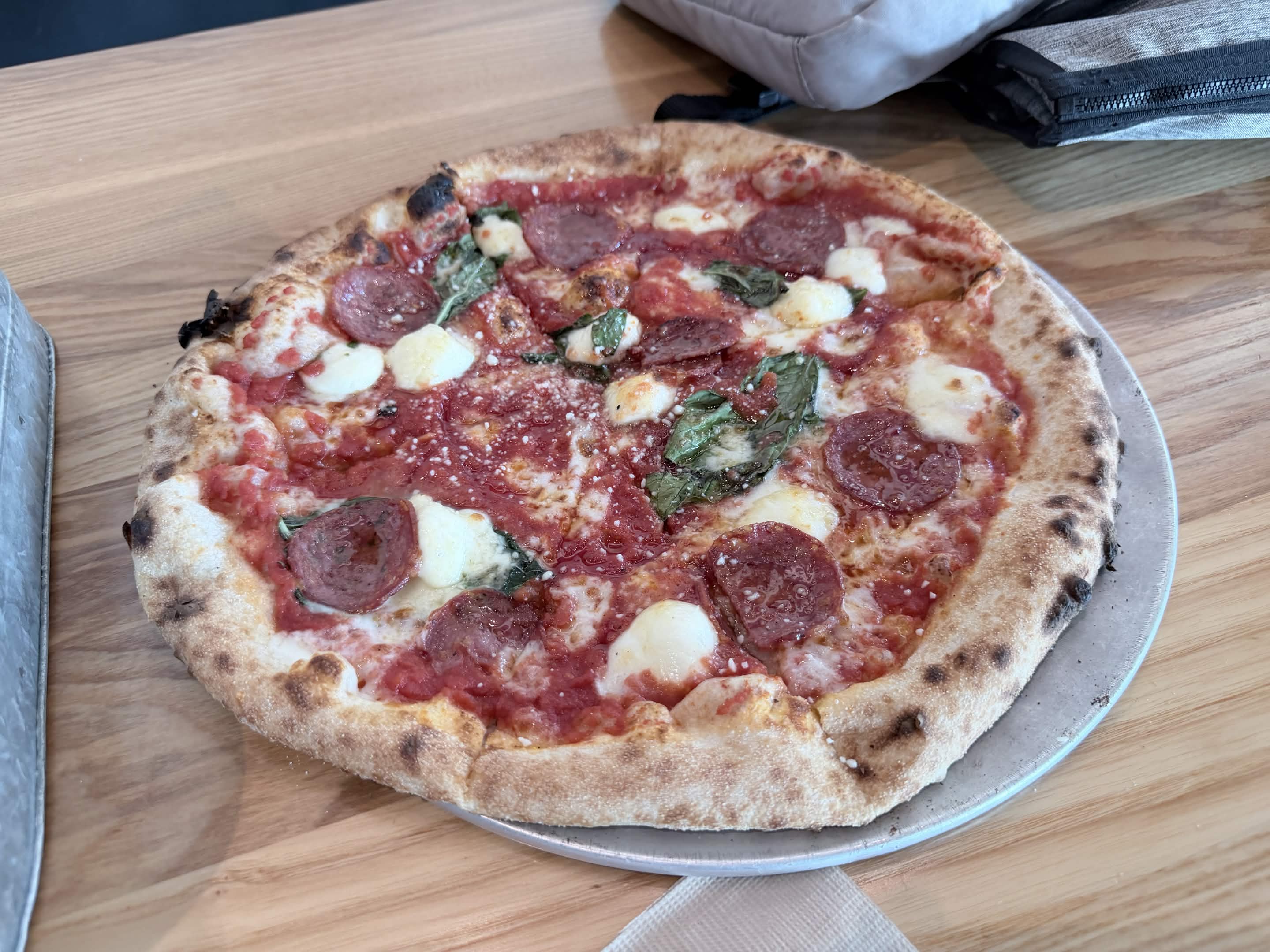 Pepperoni pizza with basil (1)