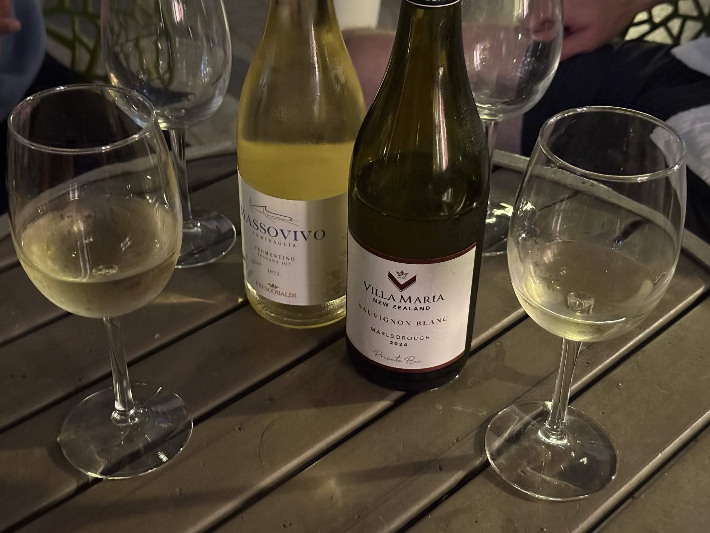 White wine with glasses