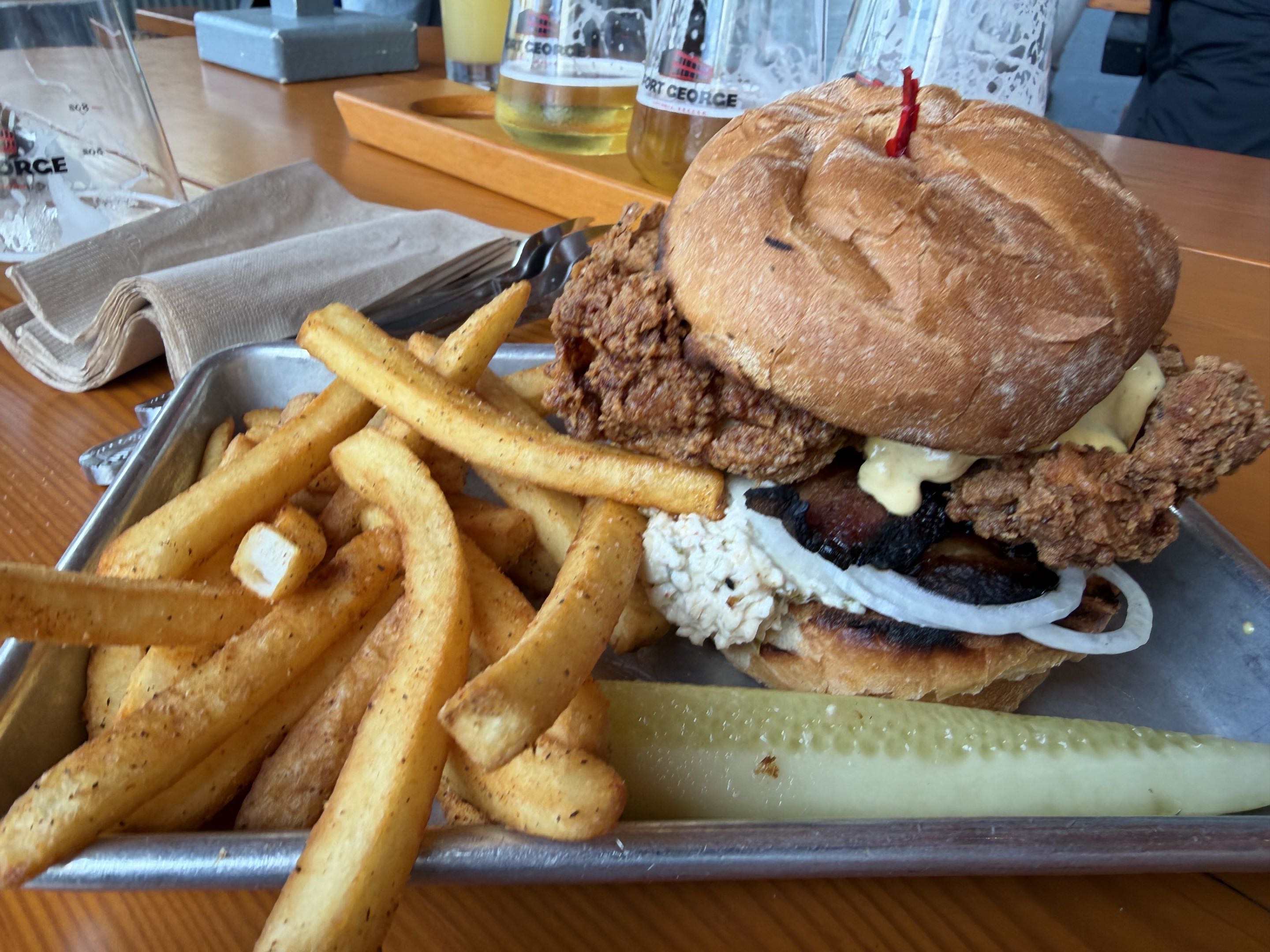 Fried chicken sandwich with fries (1)