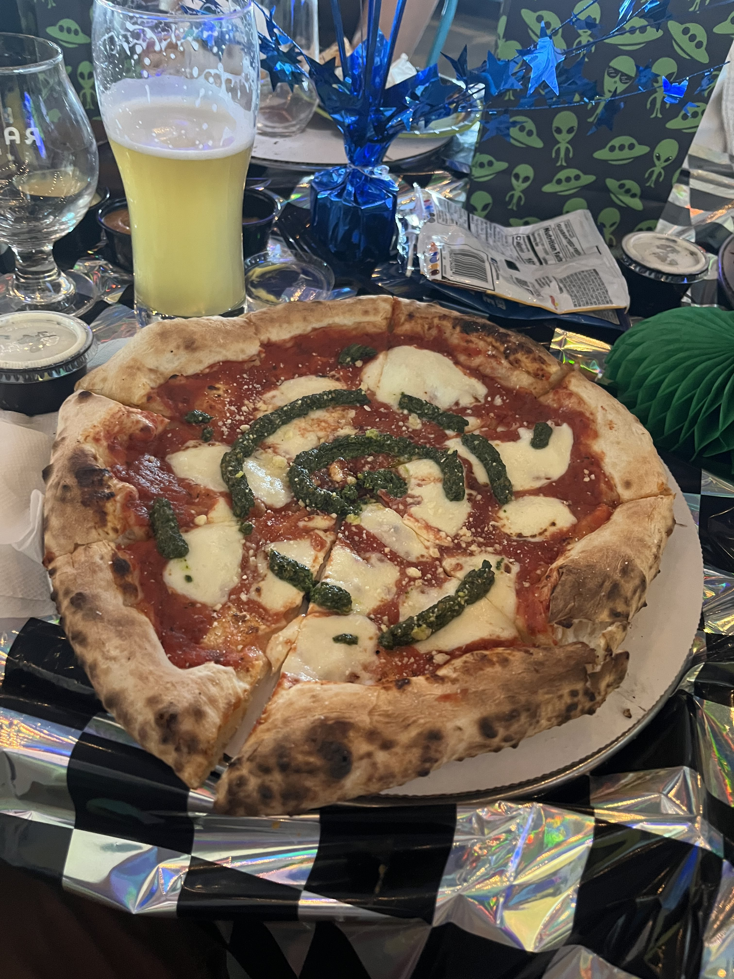 Neapolitan pizza with pesto