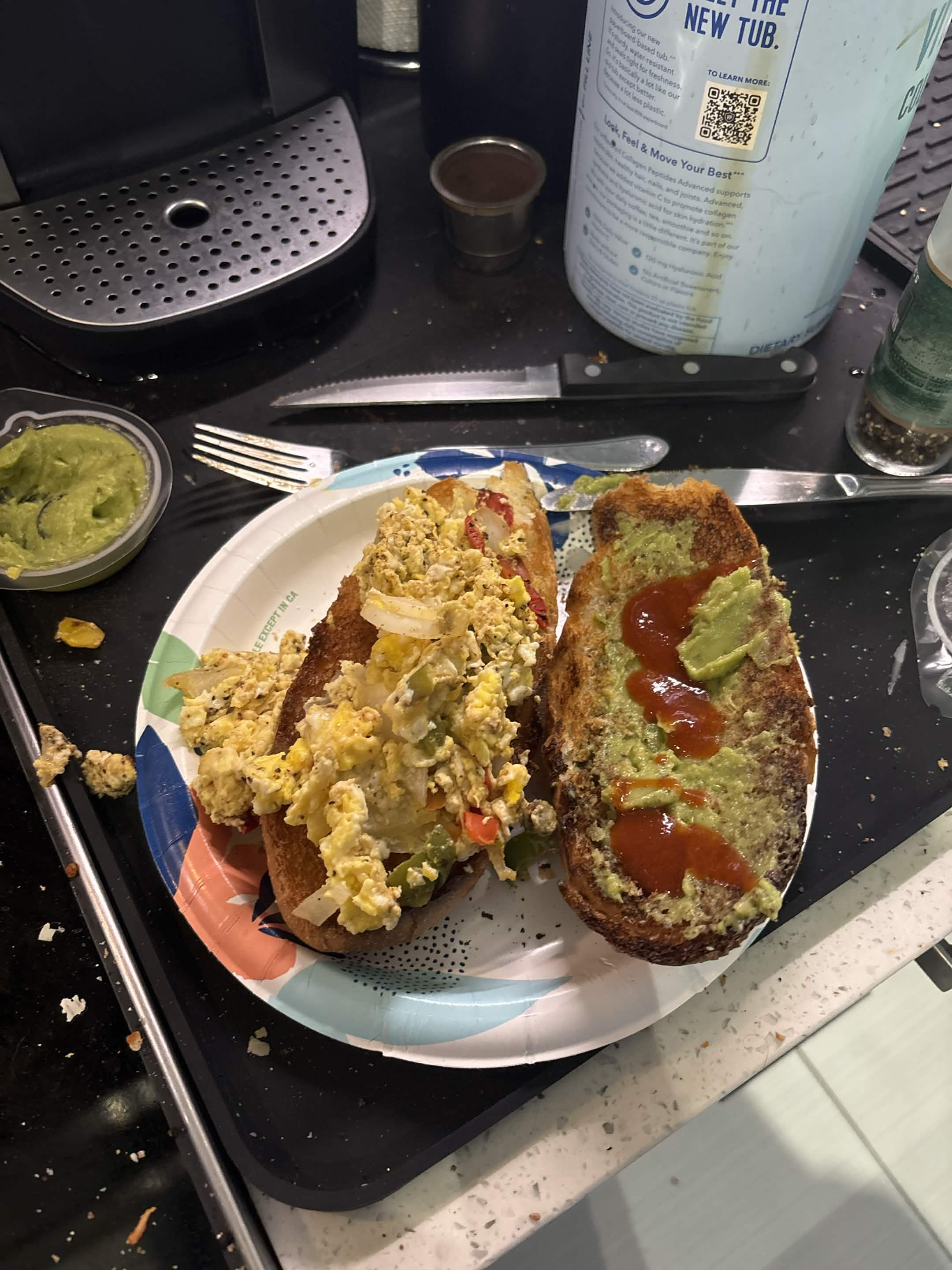 Scrambled egg sandwich with salsa