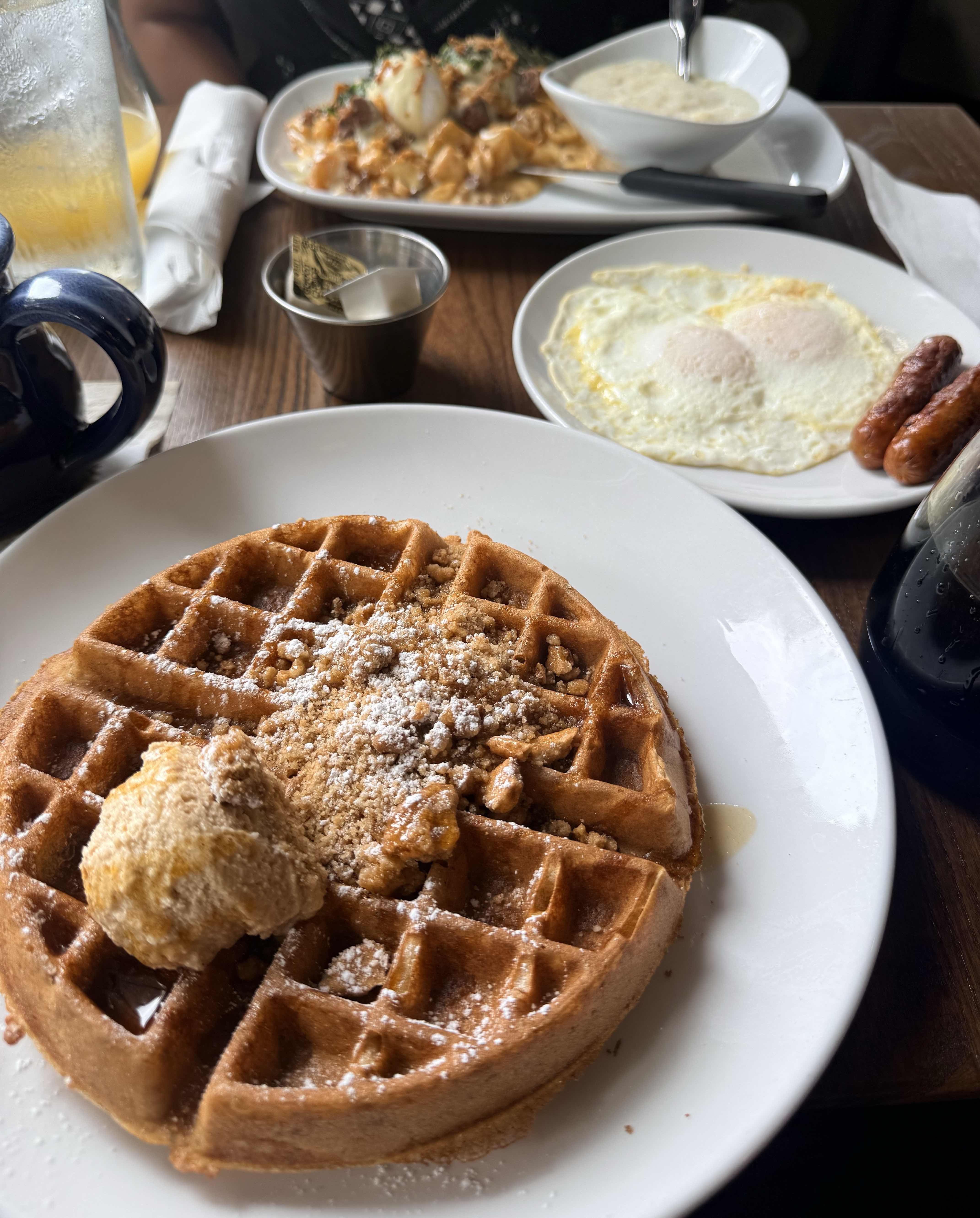 Waffle with butter and sugar