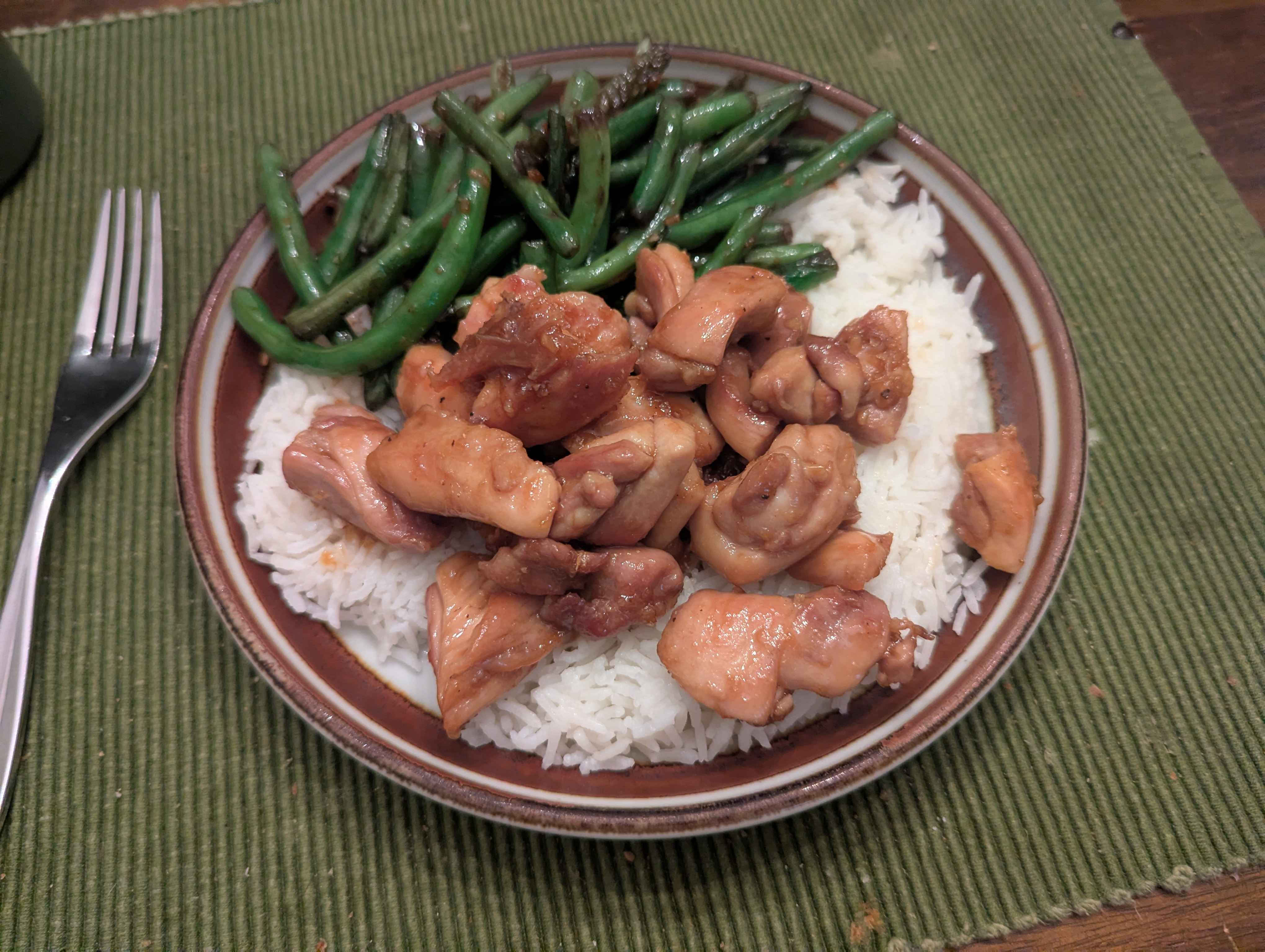 Chicken with rice and green beans