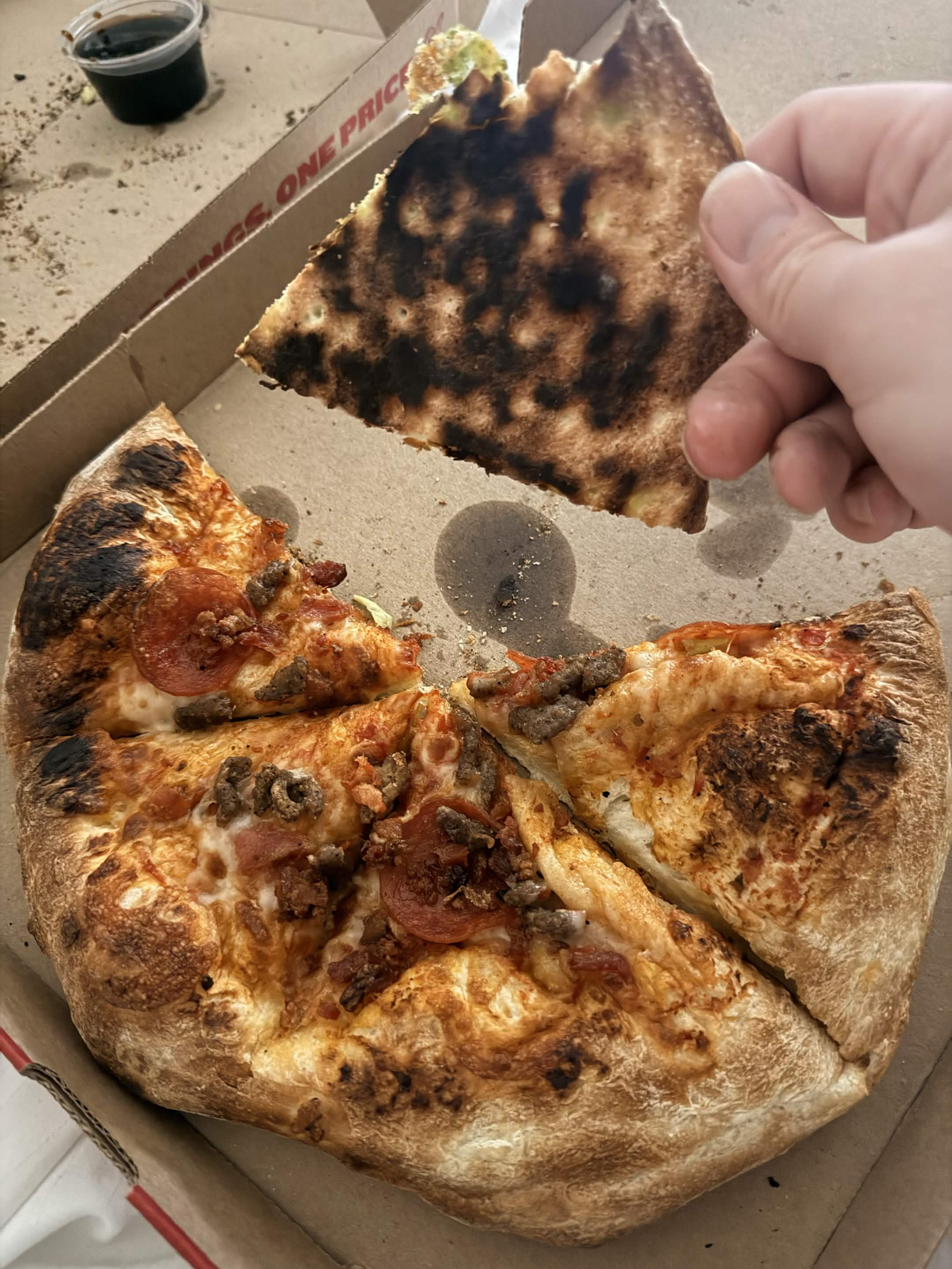 Burnt pizza with pepperoni (2)
