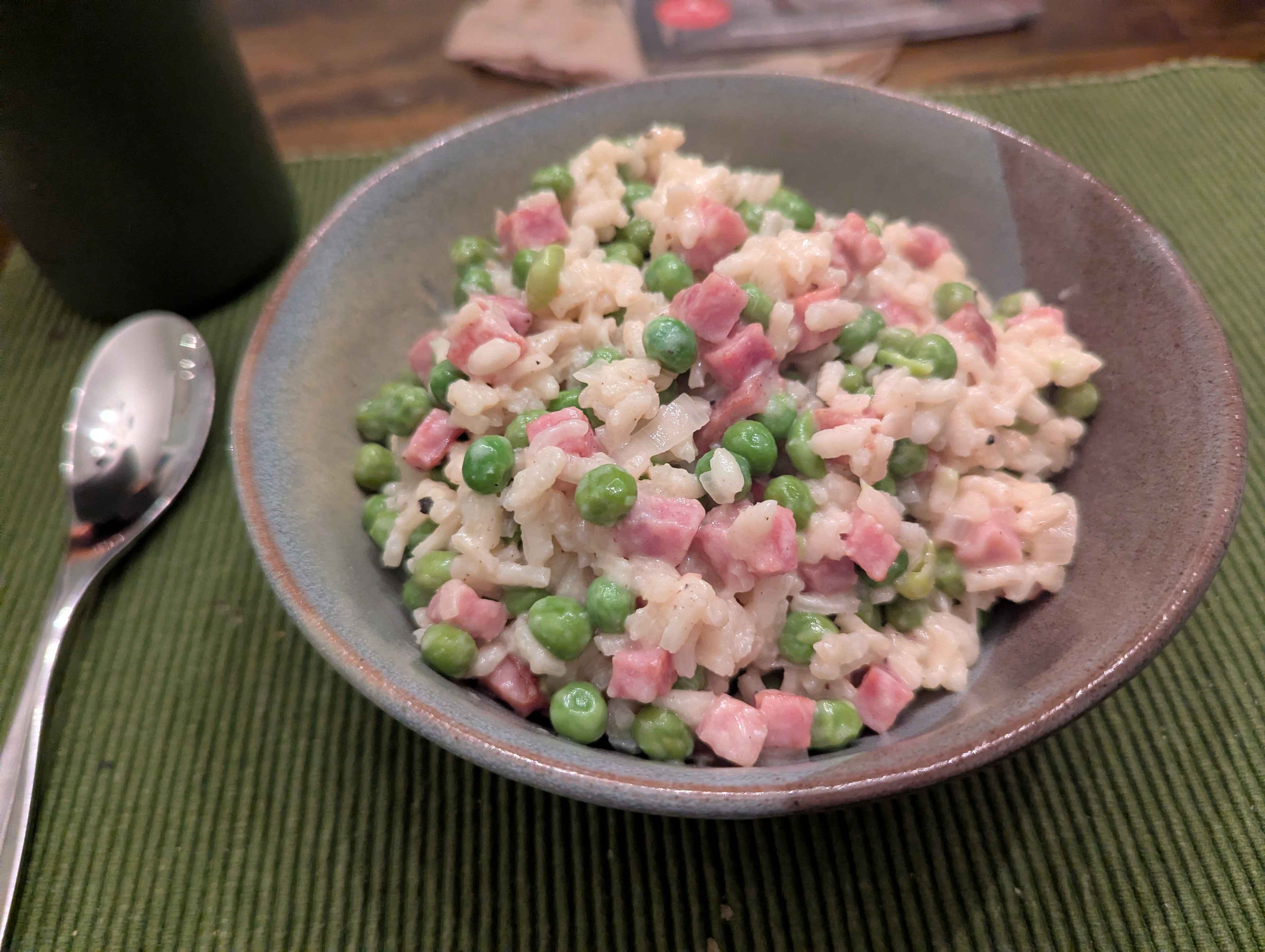 Ham and pea risotto kind of thing